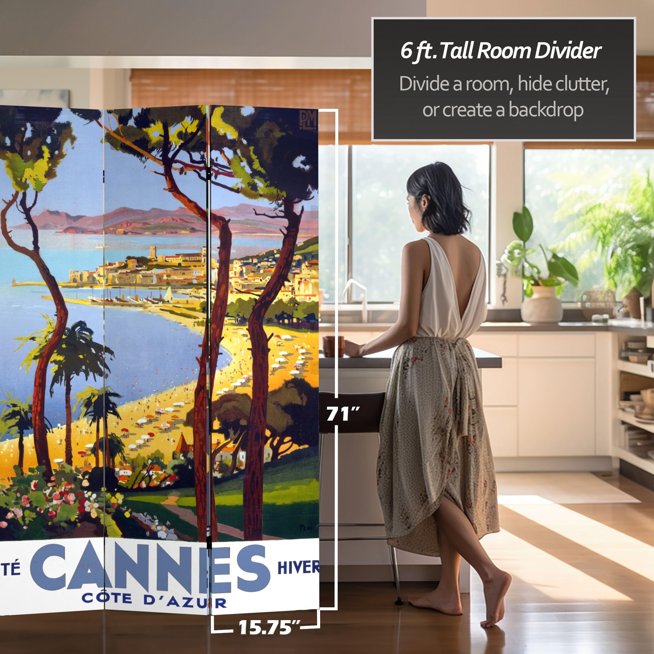 6 ft. Tall Red Lantern Double Sided Cannes/Versailles Room Divider - 71