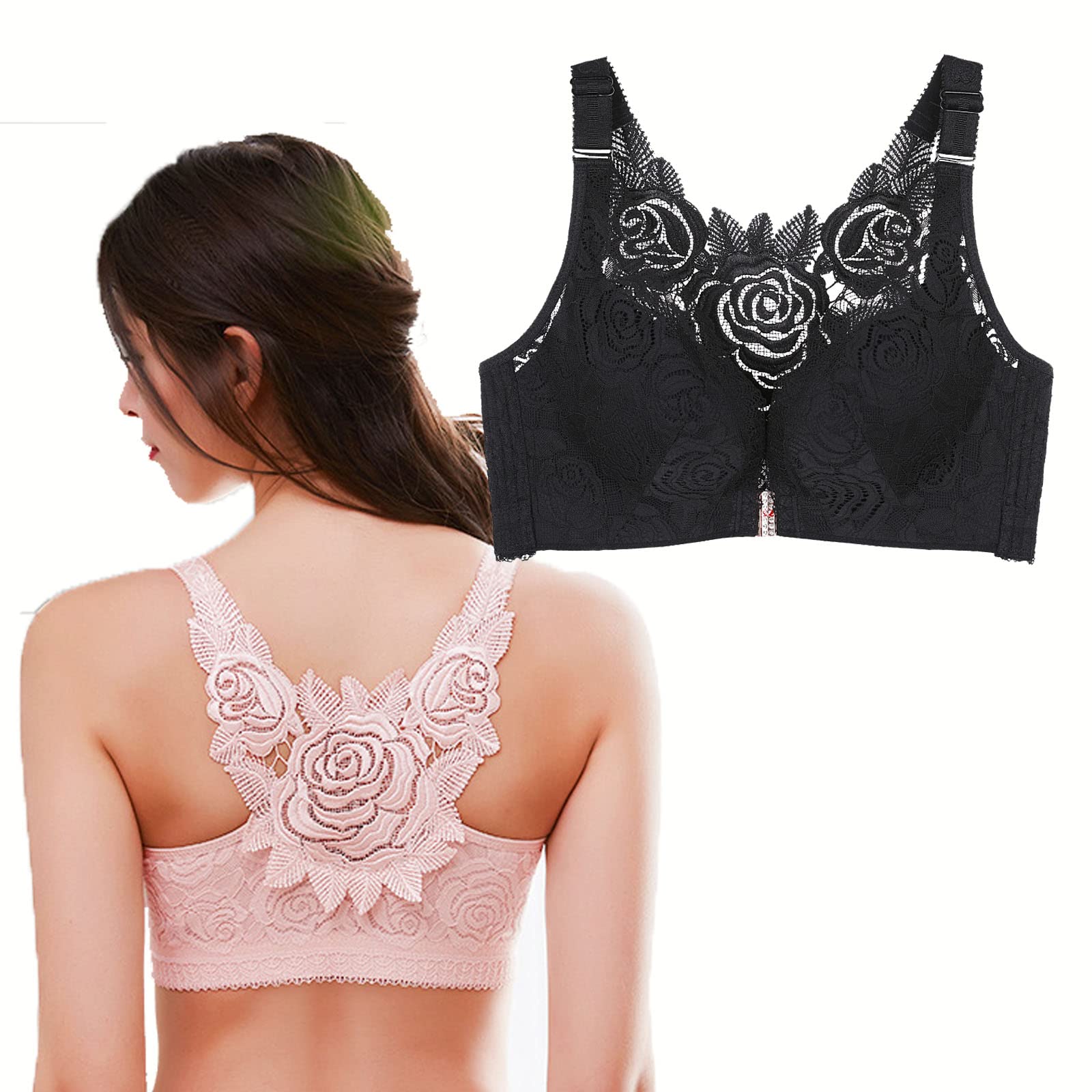 Floral Secrets Comfort Rose Bra - New Upgrade Wireless Lace Lift Bra for Women, Supportive & Breathable, Perfect for Everyday Wear & Special Occasions