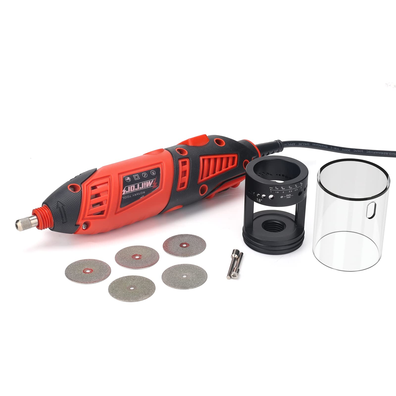 Premium ALUMINUM Tungsten Electrode Sharpener Grinder - Variable Speed Rotary Tool for TIG Welding with 24 Guides, Dust Cover & Cut-Off Slot | Multi-Angle & Offsets Adjustment | Includes 5 Professional Diamond Wheels & 2 CNC Mandrels | Perfect for Welding Shops, Metal Fabrication & DIY Projects