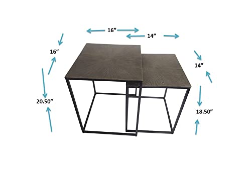 Noble House Garnet Metal Nesting Table Set - 2-Piece Square Coffee Side Tables for Living Room, Bedroom, or Office - Modern End Tables with Sturdy Metal Frame & Elegant Garnet Finish