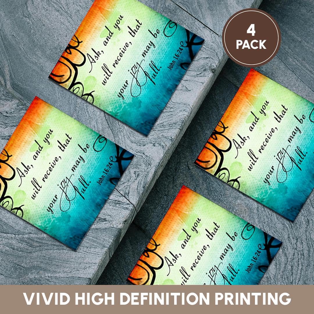 John 16:24 Bible Verse Ceramic Coasters - Set of 4 for Home & Gift