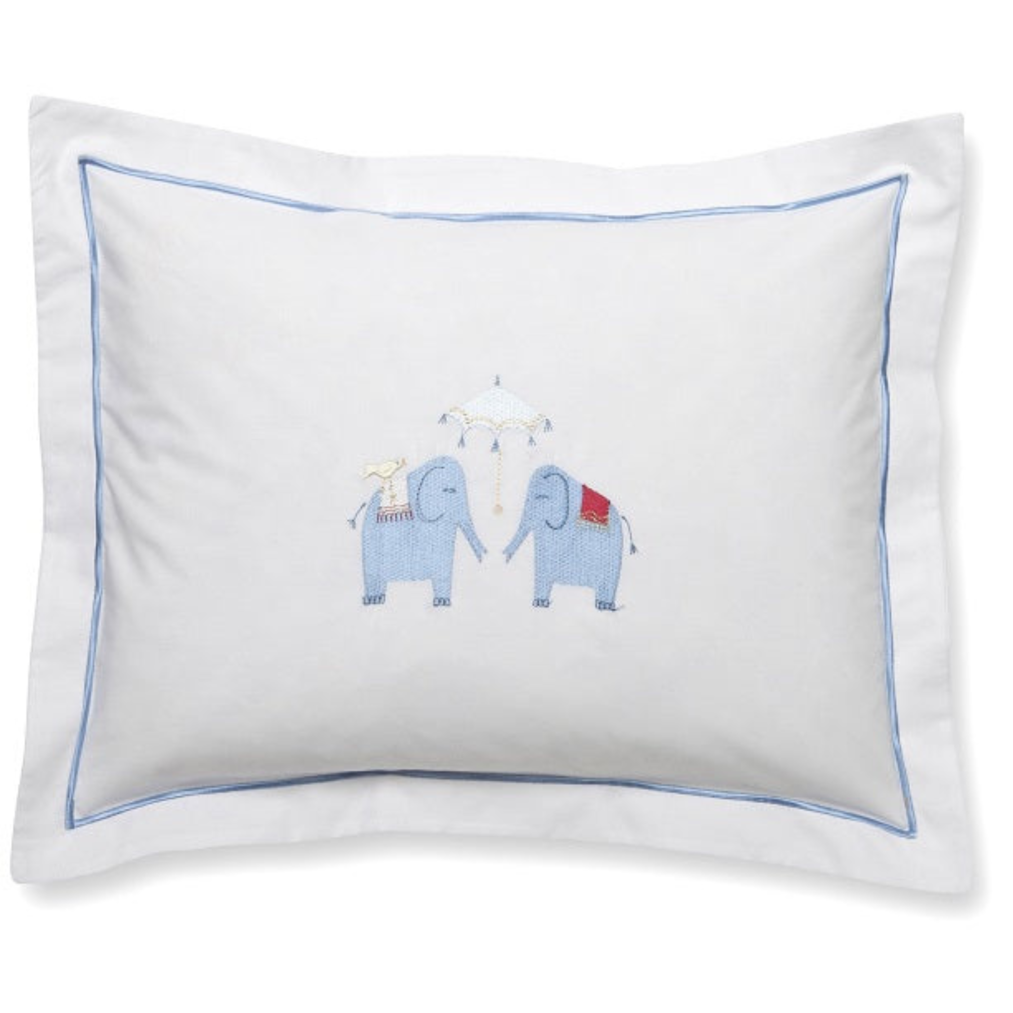 Baby Boudoir Pillow Cover - Blue Umbrella Elephants Design | Soft Nursery Decor for Cribs, Rocking Chairs & Baby Showers