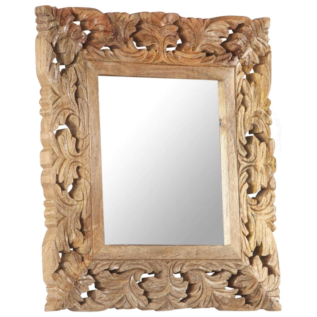 Hand Carved Brown Mirror 19.7