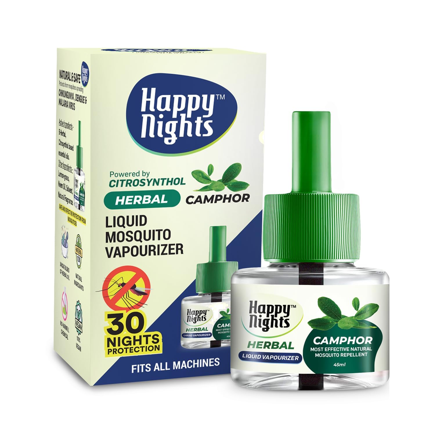 Happy Nights Mama's Choice Combo Pack - Natural Herbal Mosquito Repellent with Lemon Eucalyptus & Camphor Oil - Chemical-Free Vaporizer for 100% Mosquito Protection - Perfect for Bedrooms, Nurseries, and Outdoor Camping