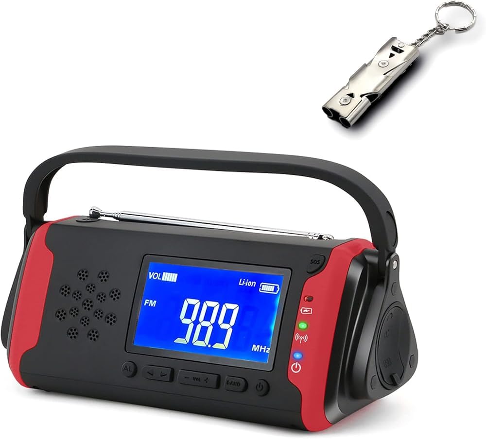 4000mAh Solar Hand Crank Emergency Weather Radio with LED Flashlight, Phone Charger & SOS Alarm - Portable Power for Outdoor Camping, Hiking, and Emergency Preparedness
