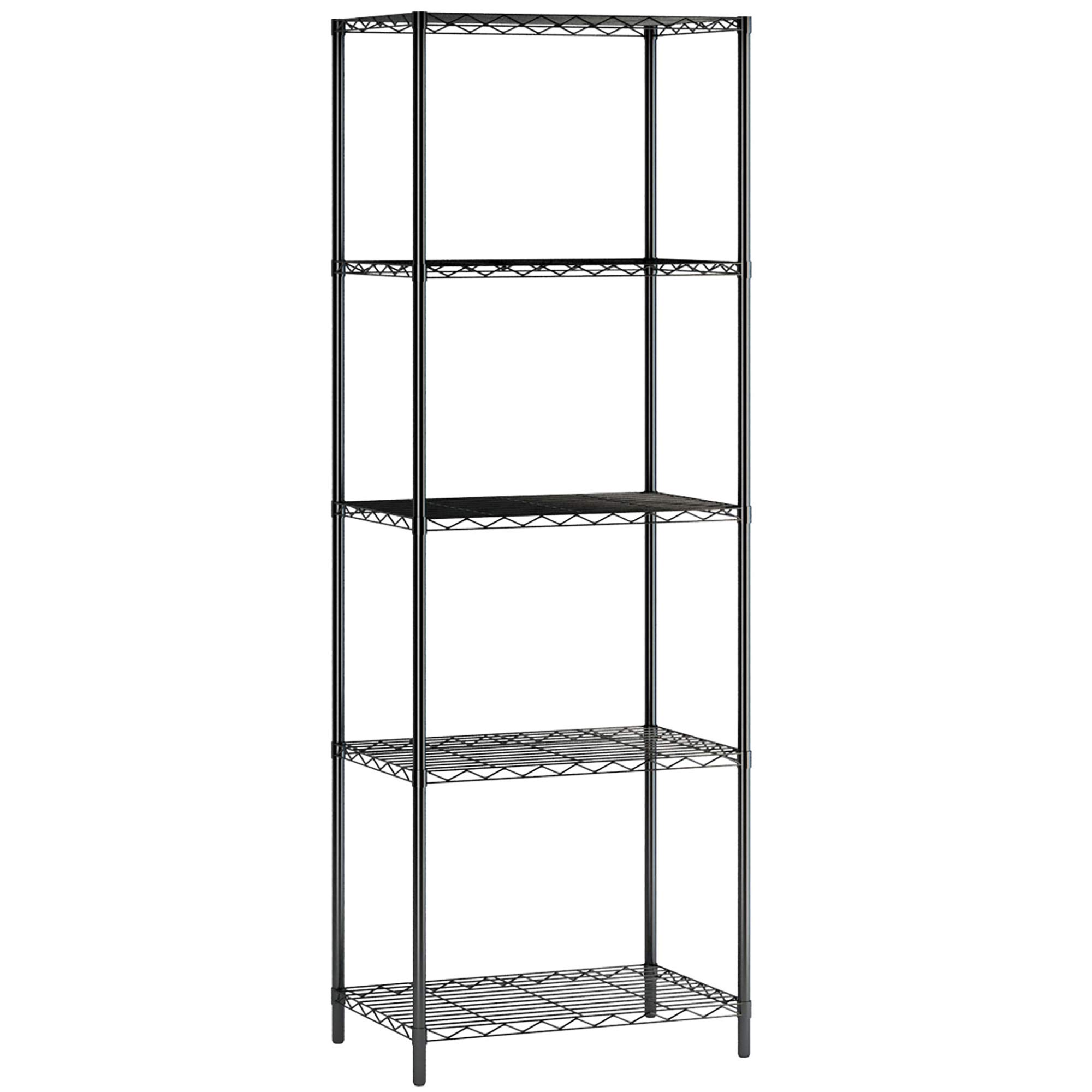 5-Tier Metal Wire Shelving Unit - 21×14×61 Inches Black Storage Rack for Home Organization | Garage, Pantry, Kitchen, Laundry Room, Closet & Bathroom Storage Solutions | Heavy Duty Space Saving Shelves for Small Spaces