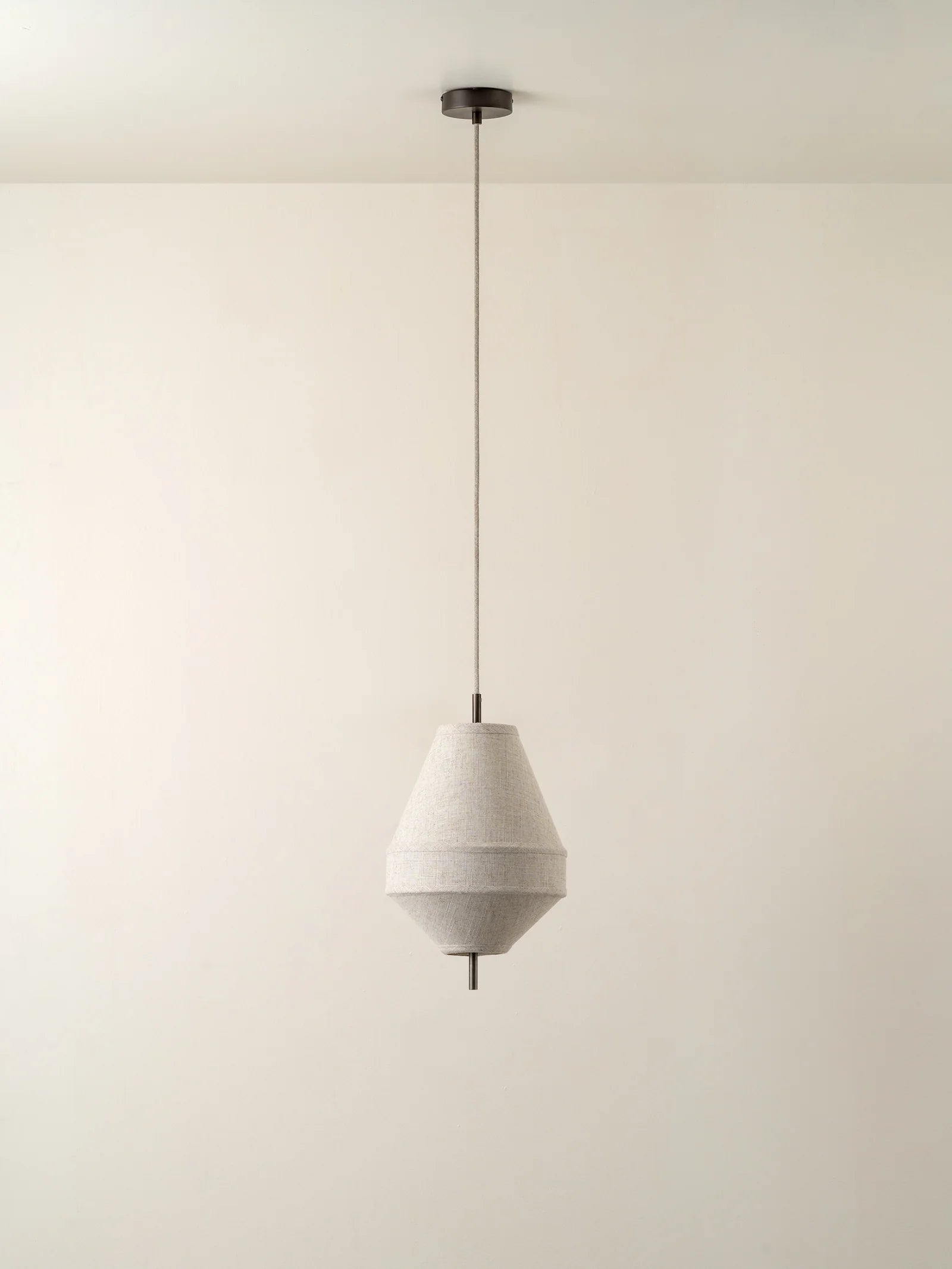 Solara Small Aged Brass and Layered Natural Linen Pendant Light - Vintage Industrial Ceiling Fixture for Dining Room, Kitchen, or Bedroom Lighting