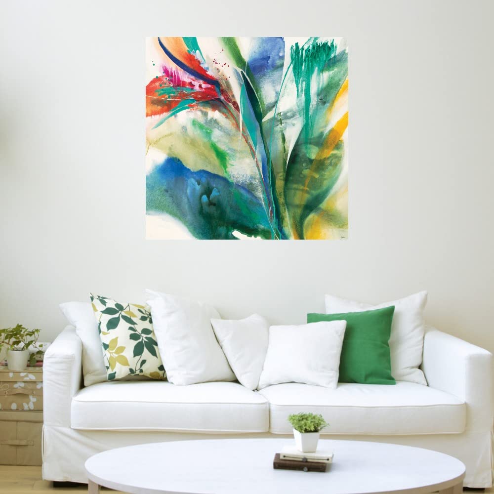 Premium Bird of Paradise Canvas Wall Art - 22x22 Inch Hand-Painted Floral Decor by Artist K. Nari - Ready to Hang for Living Room, Bedroom, Office & More - Perfect for Home, Hotel & Commercial Spaces