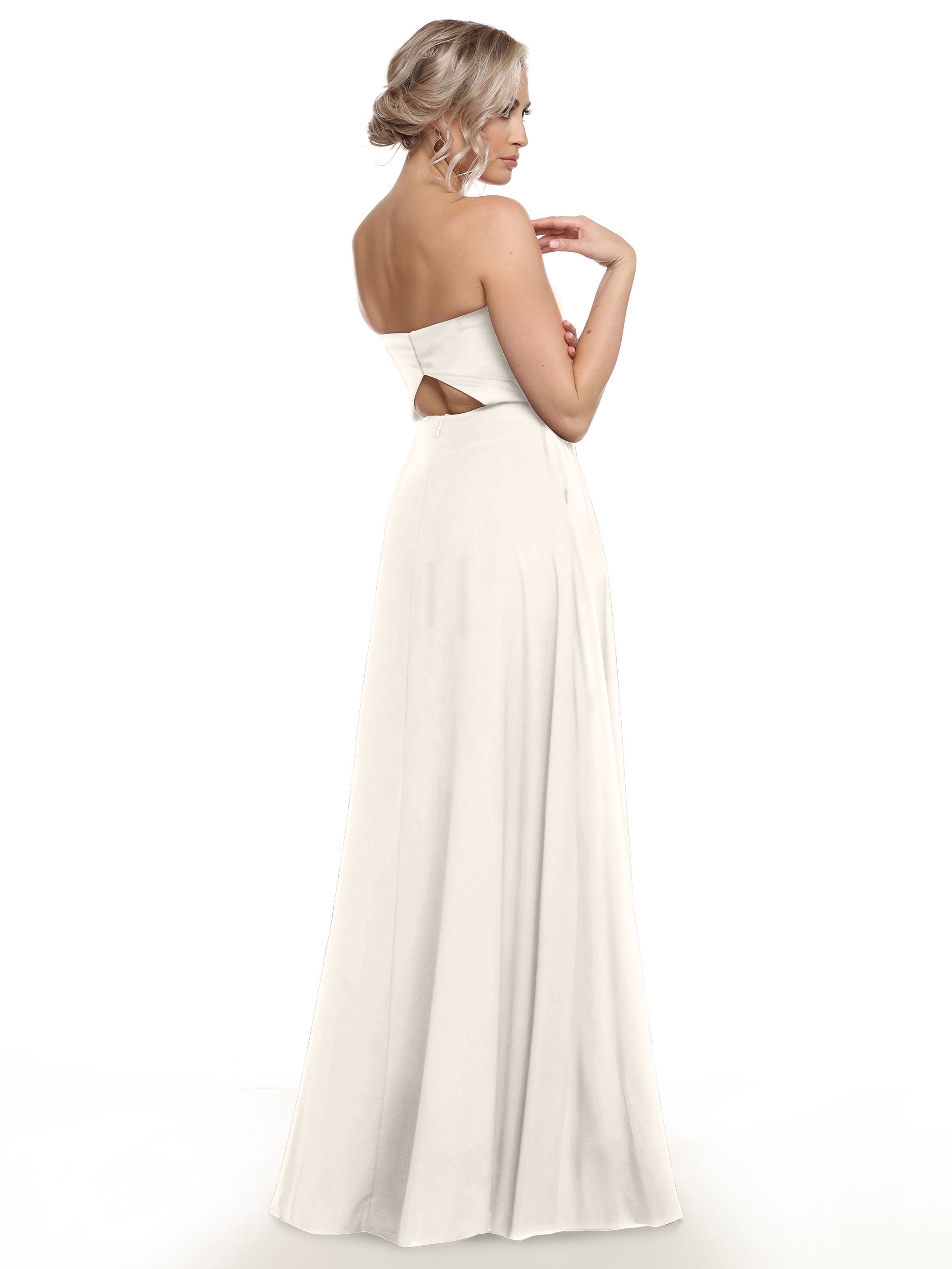 Strapless Stretch Chiffon A-Line Bridesmaid Dress with Pockets & Side Slit - Elegant Formal Wedding Party Gown for Bridesmaids, Evening Events & Special Occasions
