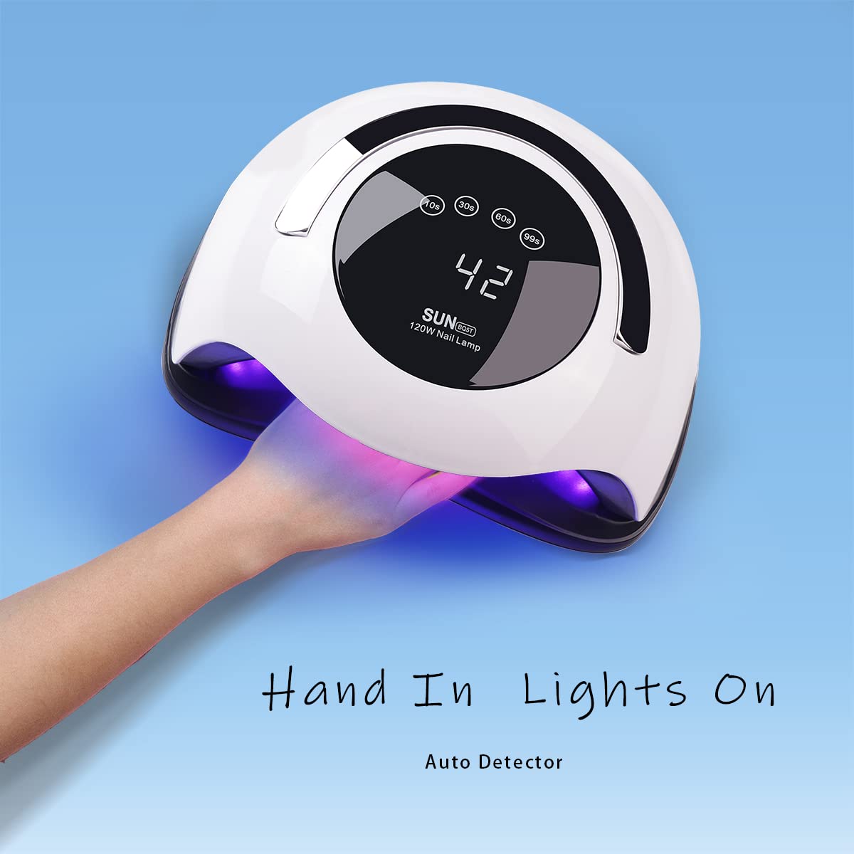 Professional 120W UV LED Curing Lamp - Fast Gel Nail Dryer Machine with 4 Timer Settings & Touch Screen for Salon & Home Use (White) - Perfect for Nail Art, Manicures & Pedicures