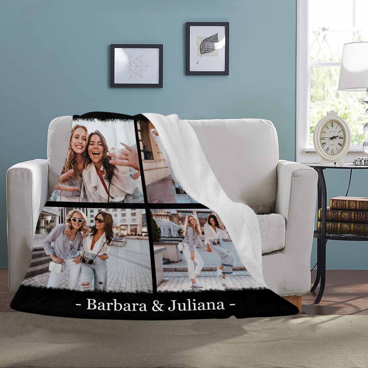 Personalized Best Friend Blanket for Women - Custom Photo Blanket Gift for BFFs, 70x80 Inches, Perfect for Birthday, Christmas, and Cozy Nights Together