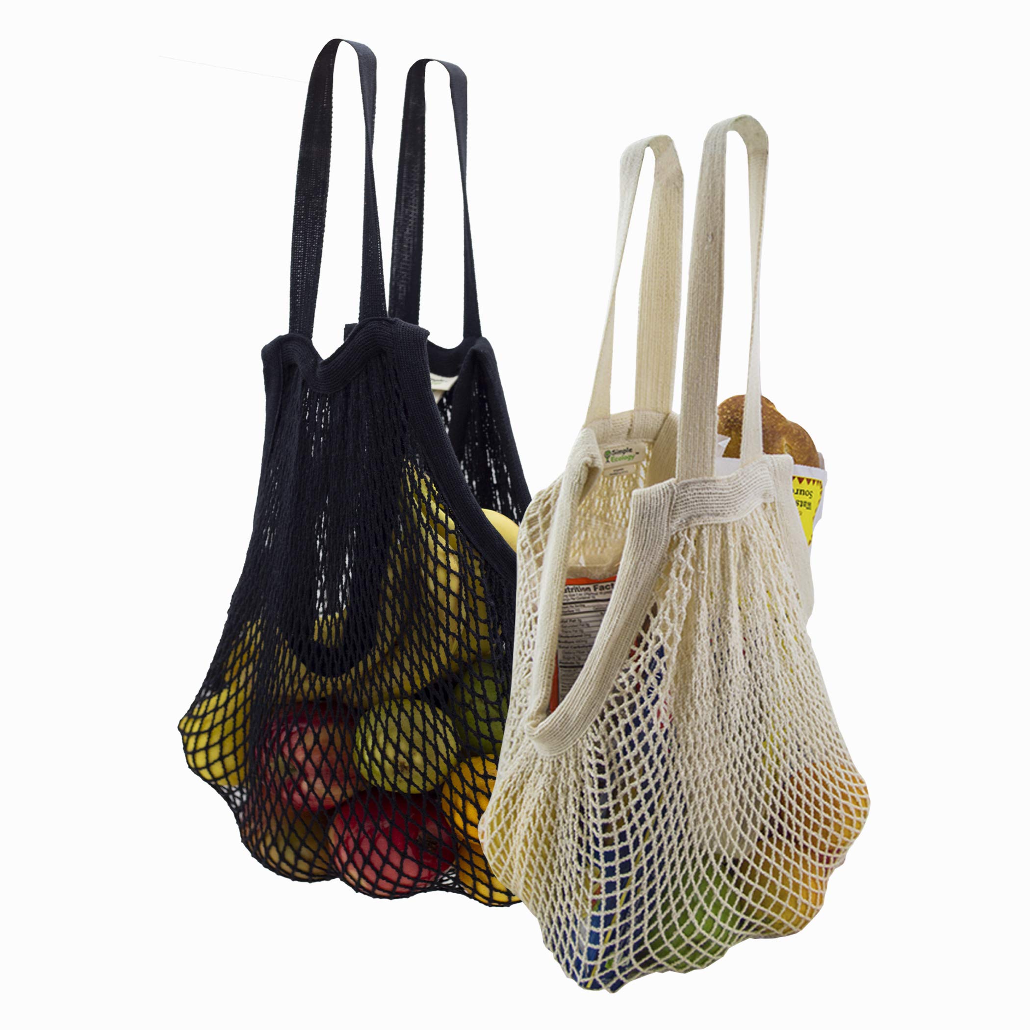 Premium Organic Cotton Heavy Duty Double Handle String Bag - Eco-Friendly Reusable Shopping Tote for Groceries, Beach & Farmers Market