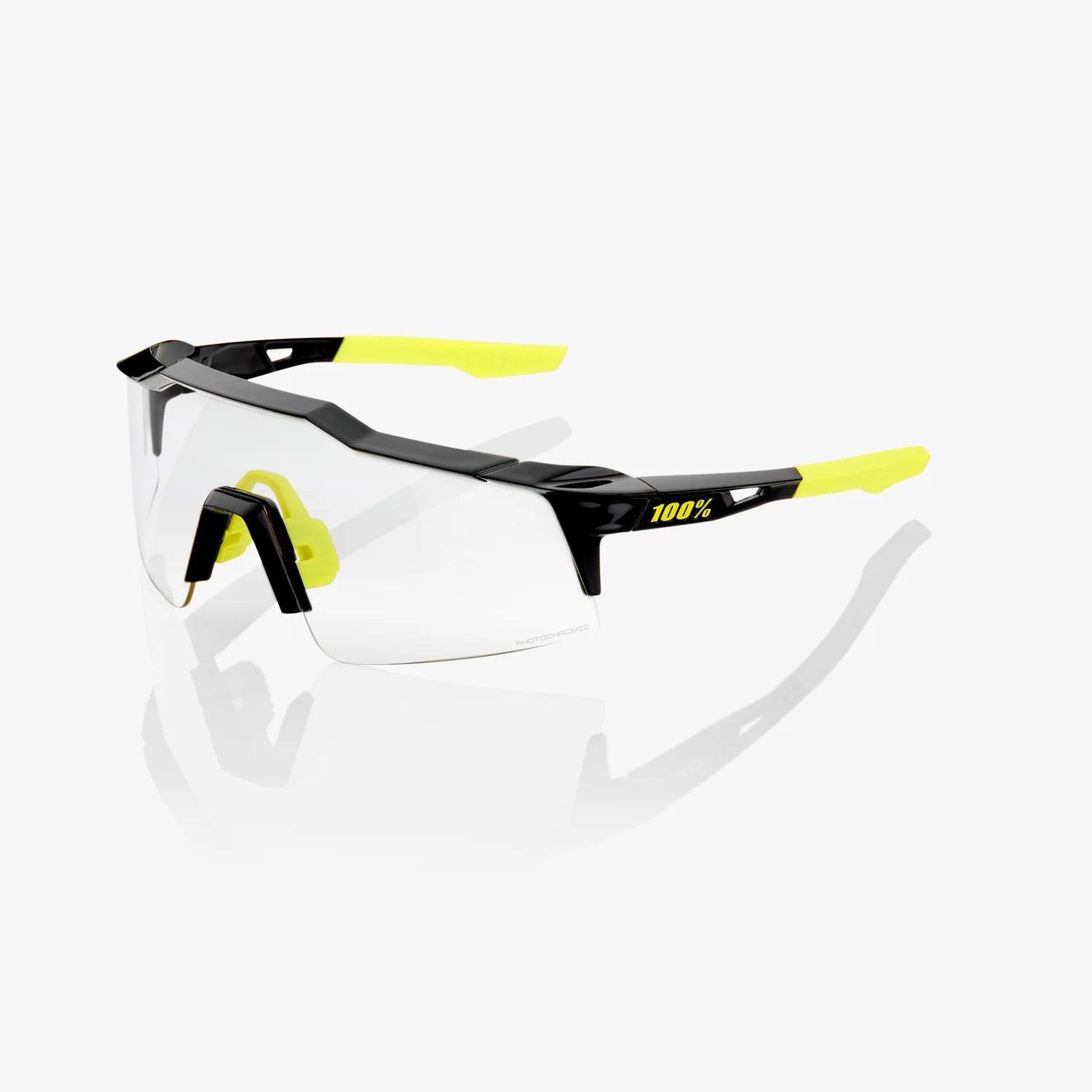 SPEEDCRAFT SL 100% UV Protection Sunglasses - Gloss Black Frame with Photochromic Lenses for Driving, Running & Outdoor Activities