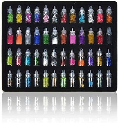 Premium Mwezi Nail Art Kit - 48 Pcs Glass Glitter Bottles, 100 Fake Nails, 10 Nail Tapes, 15 Nail Brushes & 5 Dotting Pens with Glue | DIY Manicure Set for Home Salon, Party Nail Designs & Gift Ideas