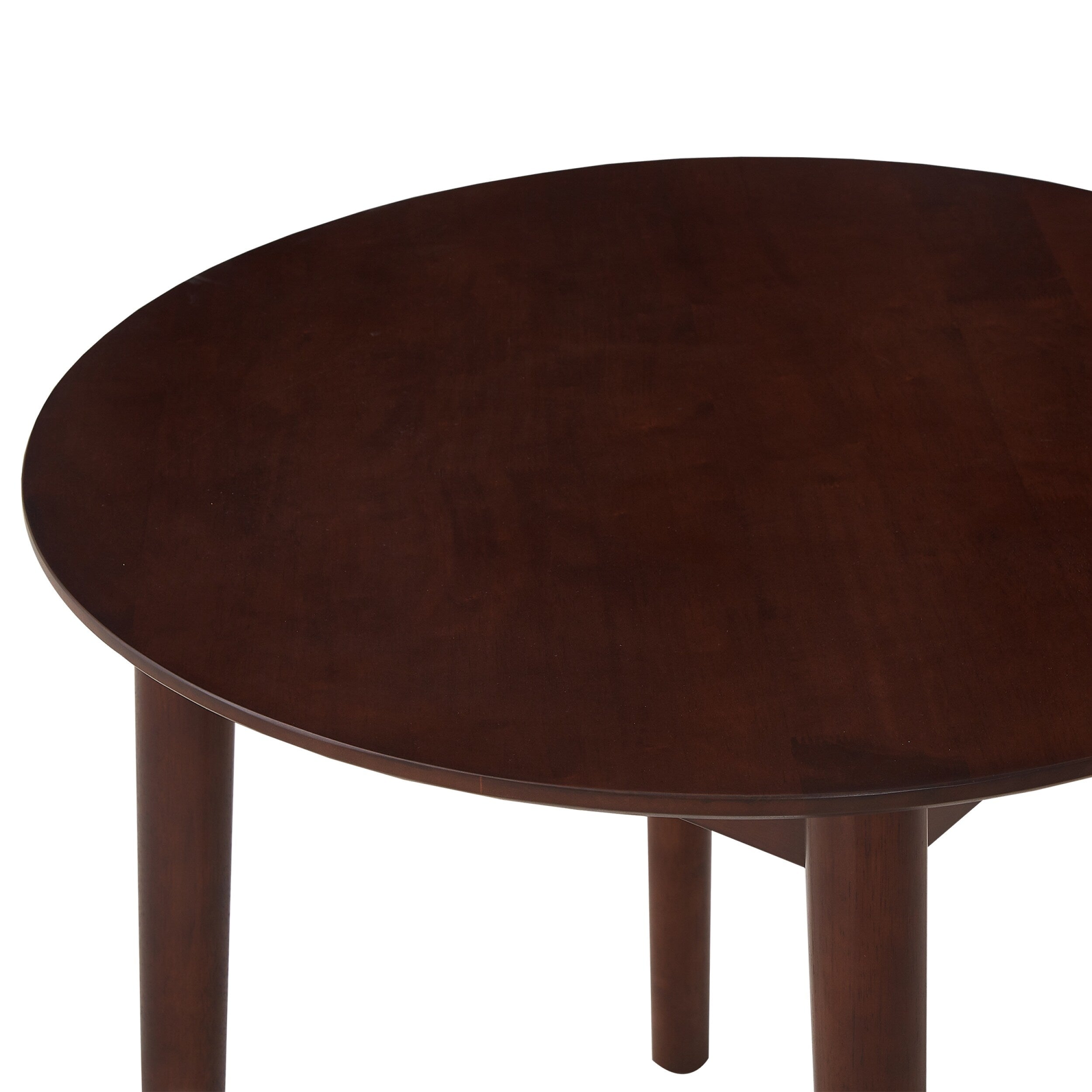 42.01 Inch Round Kitchen Dining Table for 4 - MDF Top with Wood Veneer & Rubberwood Legs - Perfect for Small Spaces, Breakfast Nook, and Cozy Family Meals