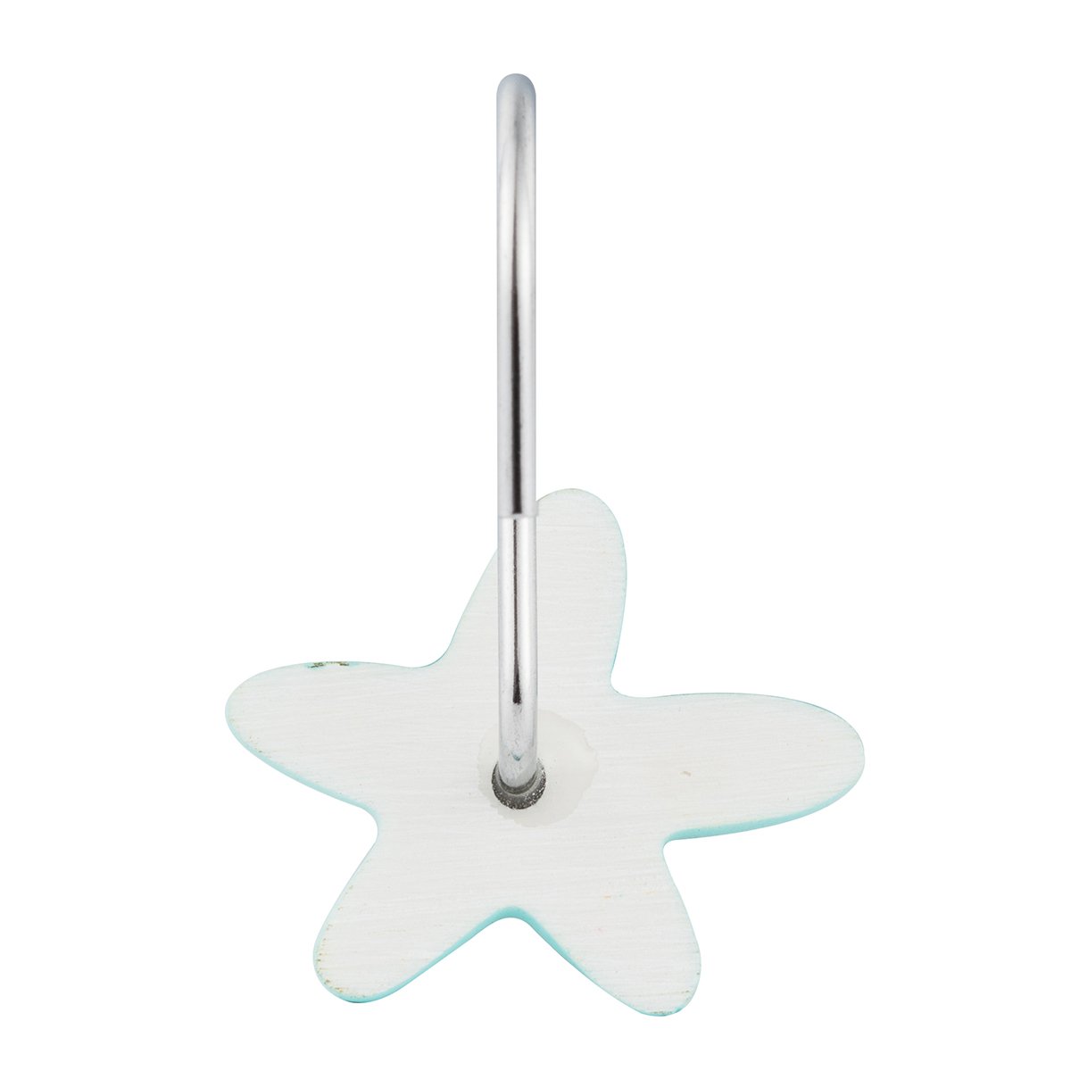 12-Pack Rust-Resistant Chrome Plated Iron Shower Curtain Hooks with Blue Starfish Resin Design - Bathroom Decor for Coastal, Nautical & Beach Theme Showers