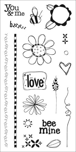 Fiskars 01-004722 4x8 Inch Heidi Grace Cheerful Bee Design Stamp Set - Perfect for Scrapbooking, Card Making & DIY Craft Projects