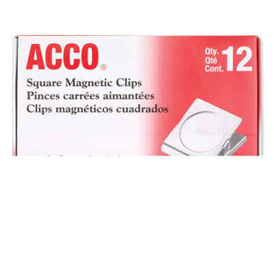 ACCO Magnetic Clip 12-Pack, 1.13 Inch Jaw Capacity, Silver Office Supplies - Perfect for Fridge Notes, Whiteboard Organization & Document Holding
