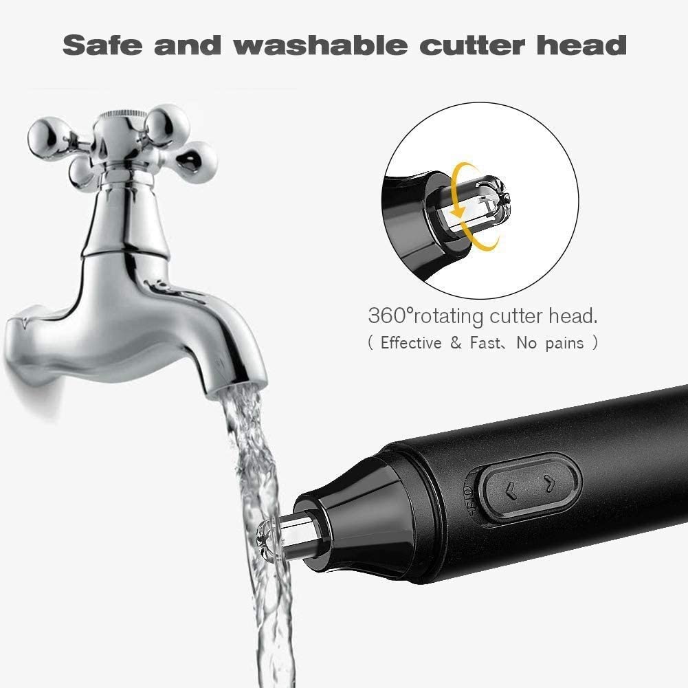 Painless Electric Nose & Ear Hair Trimmer for Men & Women - Rechargeable Battery, Dual Edge Blades with Cleaning Brush - Perfect for Travel, Grooming & Personal Care
