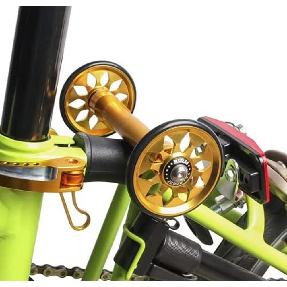 64mm Lightweight Aluminum Wheels for Brompton Folding Bike - Gold Color | Perfect for Commuting, Travel & Urban Cycling