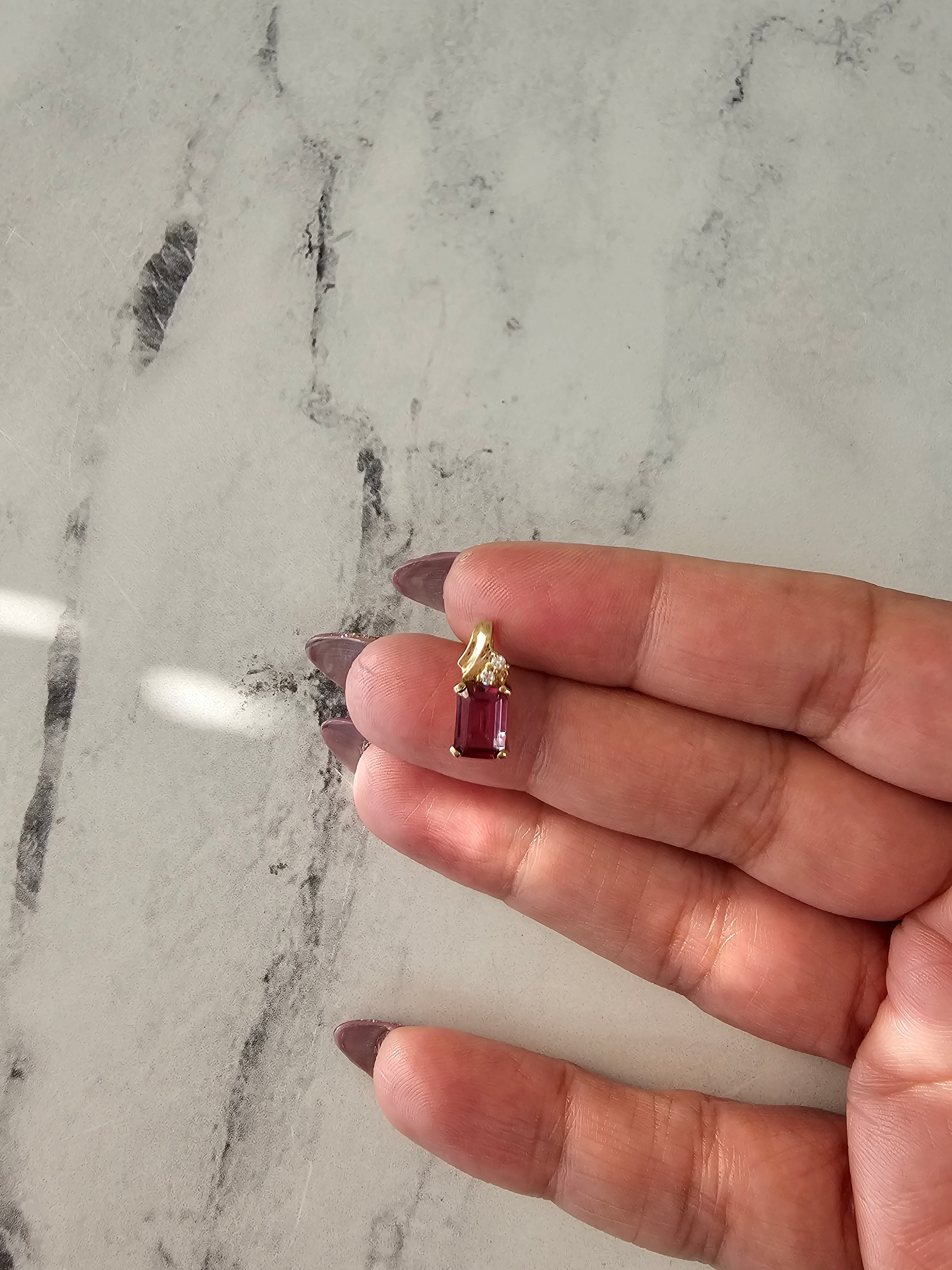 14k Yellow Gold Rhodolite Solitaire Necklace | Elegant Gemstone Jewelry for Women | Perfect for Weddings, Anniversaries & Special Occasions