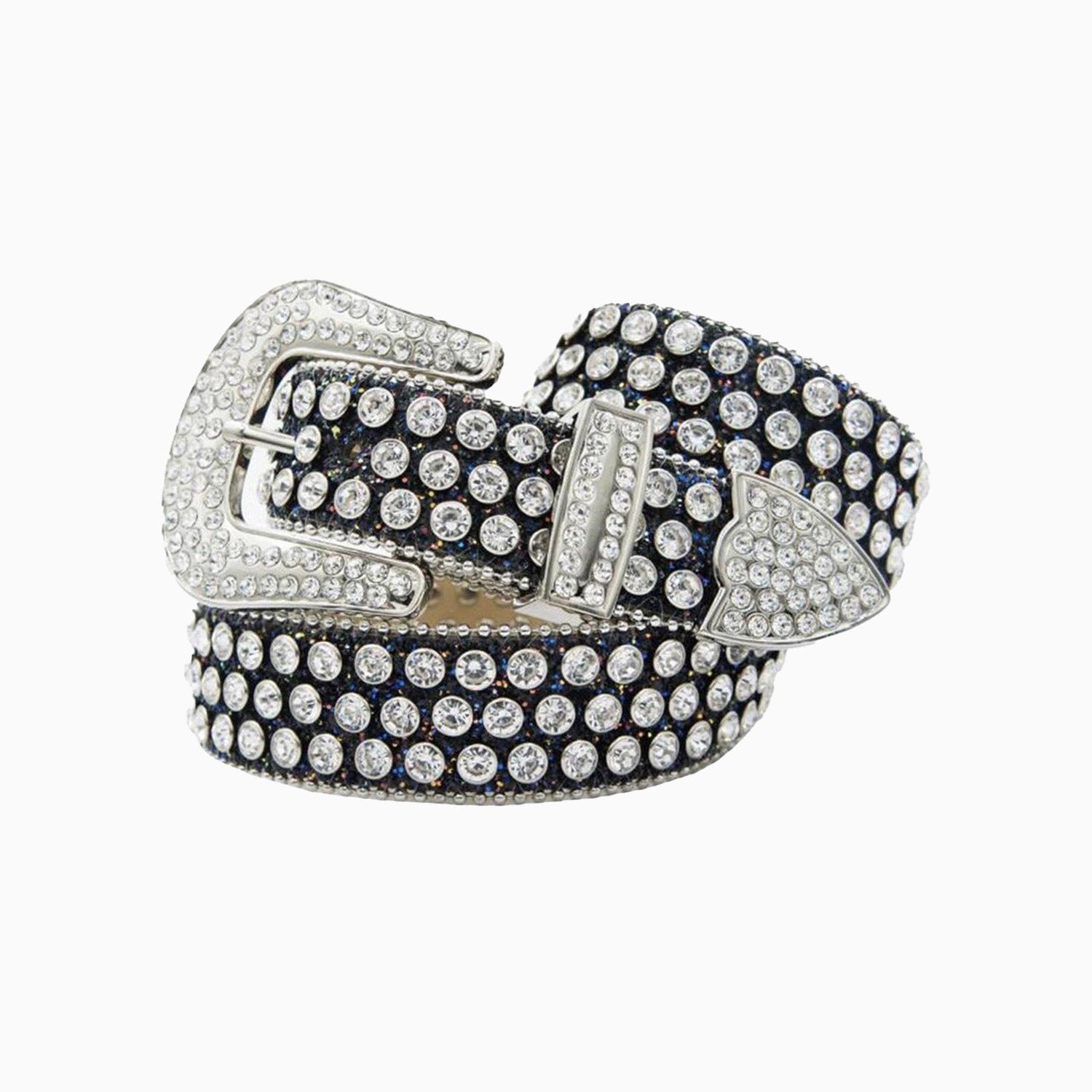 DNA Belt Black Glitter Shiny with Silver Stones - Fashion Accessory for Parties, Weddings & Special Occasions