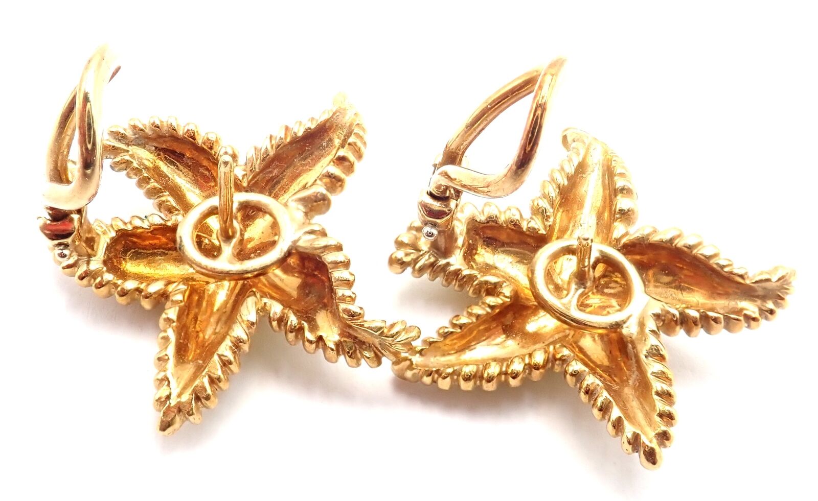 Authentic Vintage Tiffany & Co Starfish 18k Yellow Gold Large Hoop Earrings - Perfect for Weddings, Anniversaries & Special Occasions
