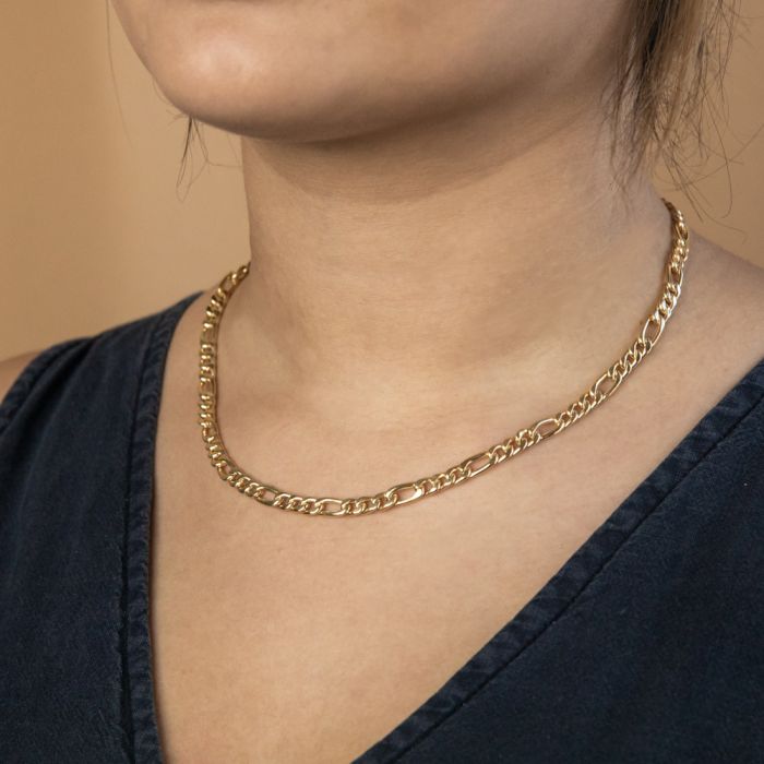 9ct Silver Filled Yellow Gold Figaro Chain 45cm 150 Gauge - Elegant Jewelry for Women & Men, Perfect for Necklaces, Bracelets & Gift Giving