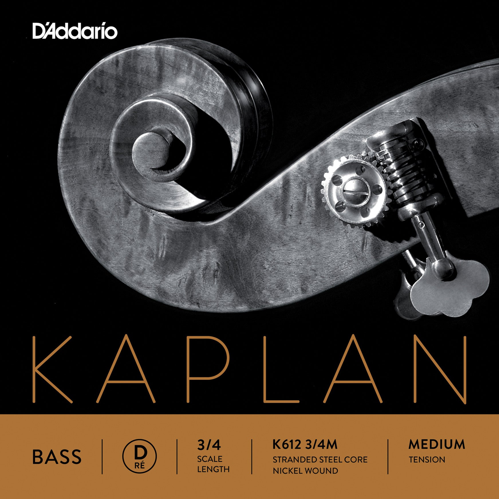 D'Addario Kaplan Bass Single D String - 3/4 Scale Medium Tension for Violin, Viola & Cello - Perfect for Classical & Orchestral Performances