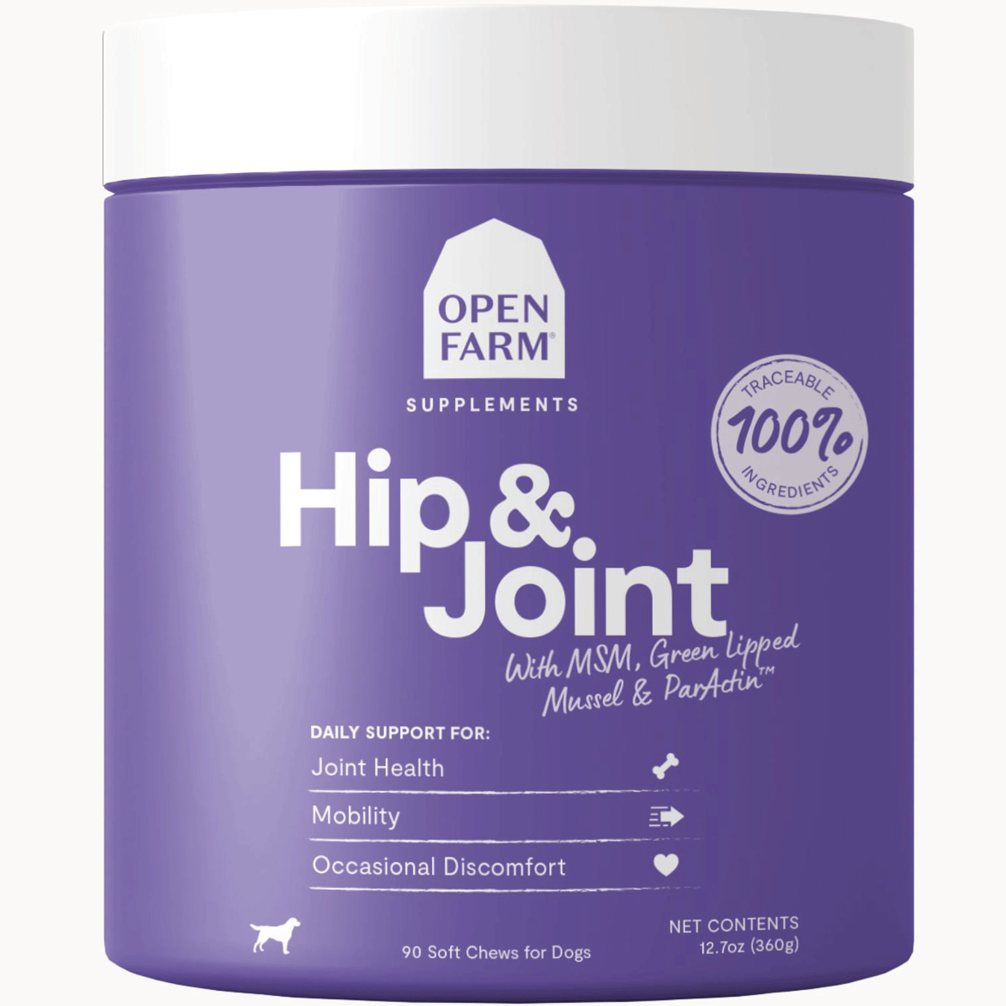 Open Farm Hip & Joint Green Lipped Mussel Chews for Dogs - 90 Count, Natural Joint Support Supplement for Senior Dogs & Active Pets - Perfect for Daily Mobility Care & Arthritis Relief