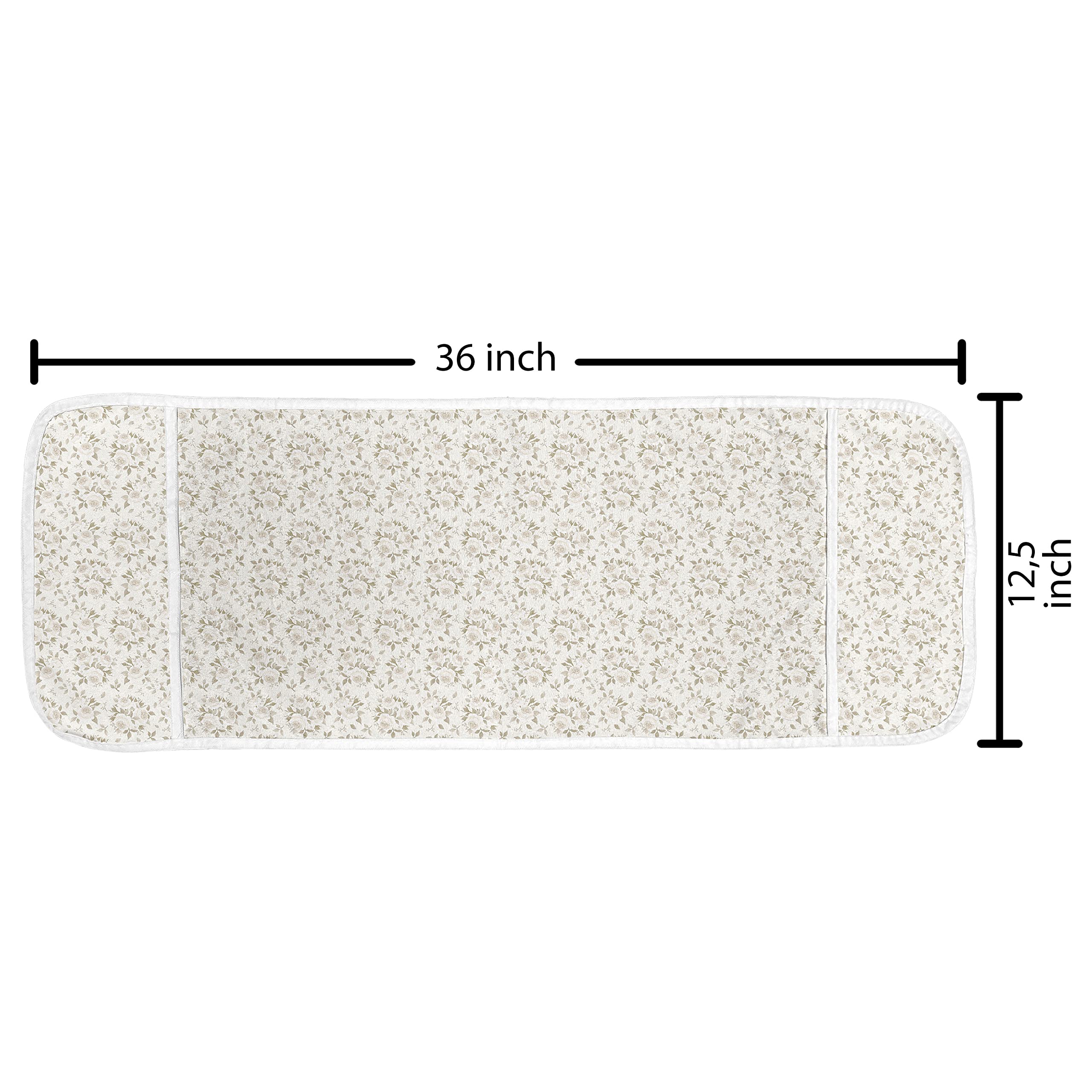 Ambesonne Ivory Microwave Cover with Floral Rose Blossom Design - Waterproof Kitchen Organizer with Pockets, 36