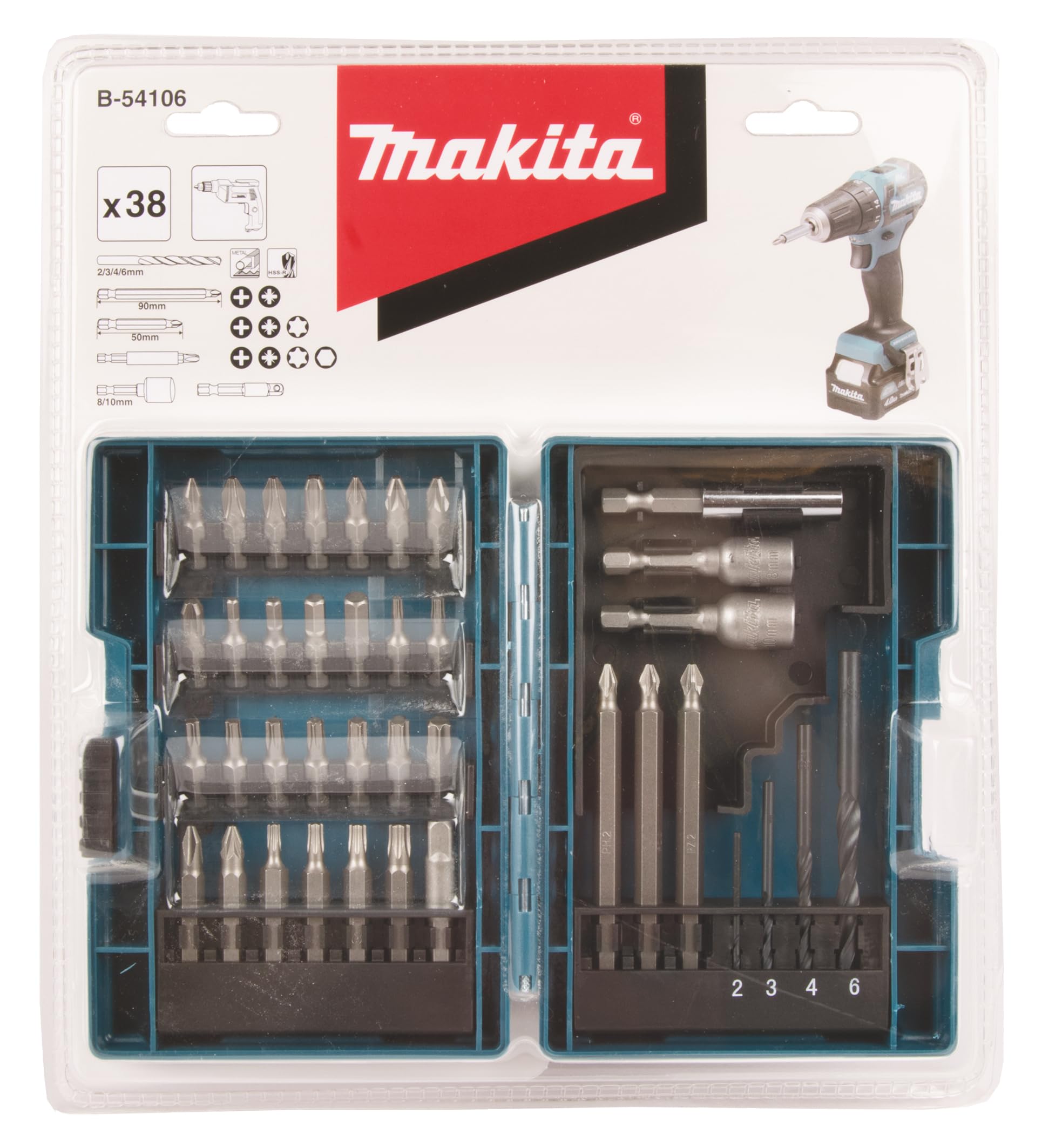**Makita B-57015 38-Piece Screwdriver Bit Set - High-Speed Steel Drill & Nut-Setting Bits with Durable Tough Case - Ideal for DIY, Construction & Automotive Repairs**