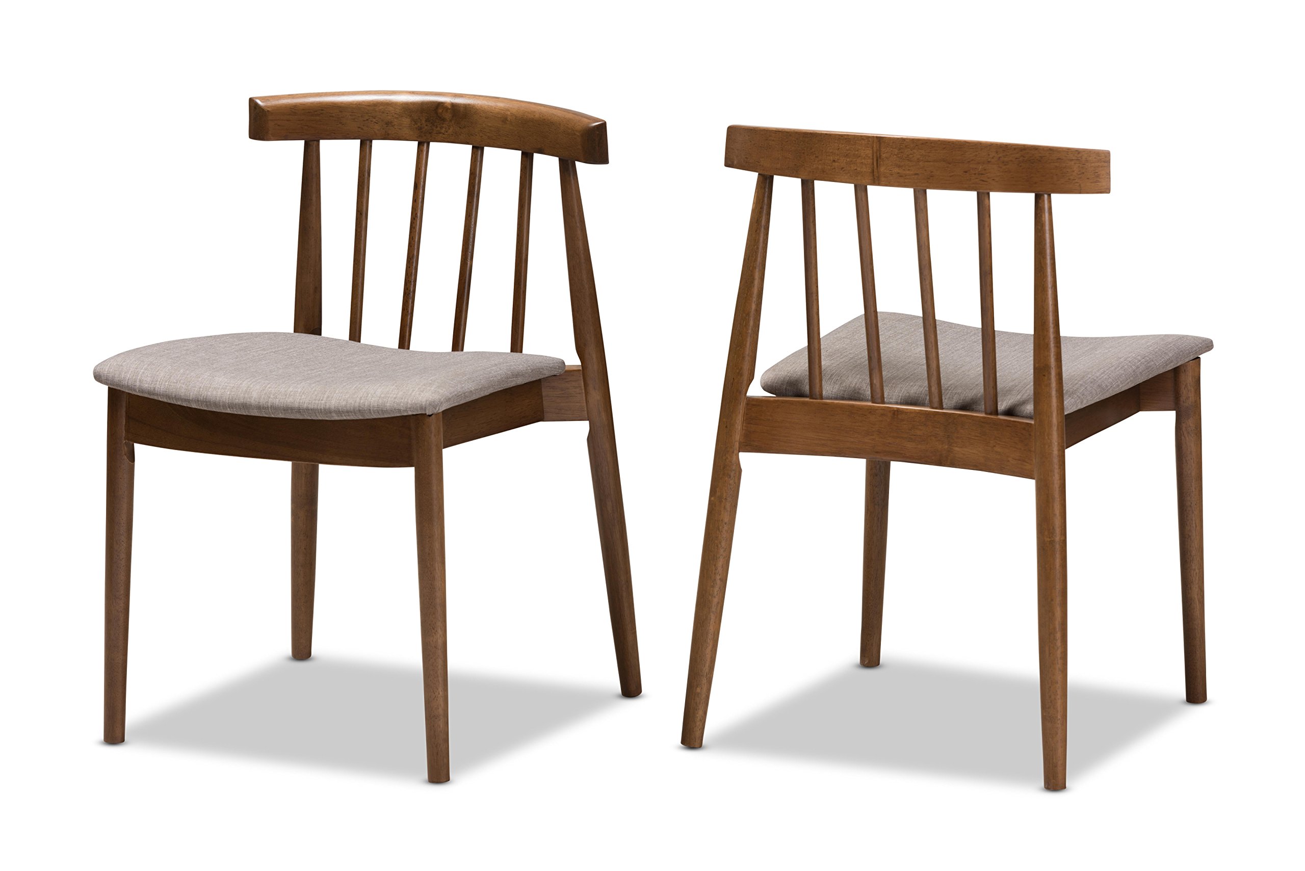 Baxton Studio Wyatt 5-Piece Dining Set - Solid Walnut Wood Table & Chairs for Modern Kitchen, Dining Room | Perfect for Family Meals & Entertaining Guests