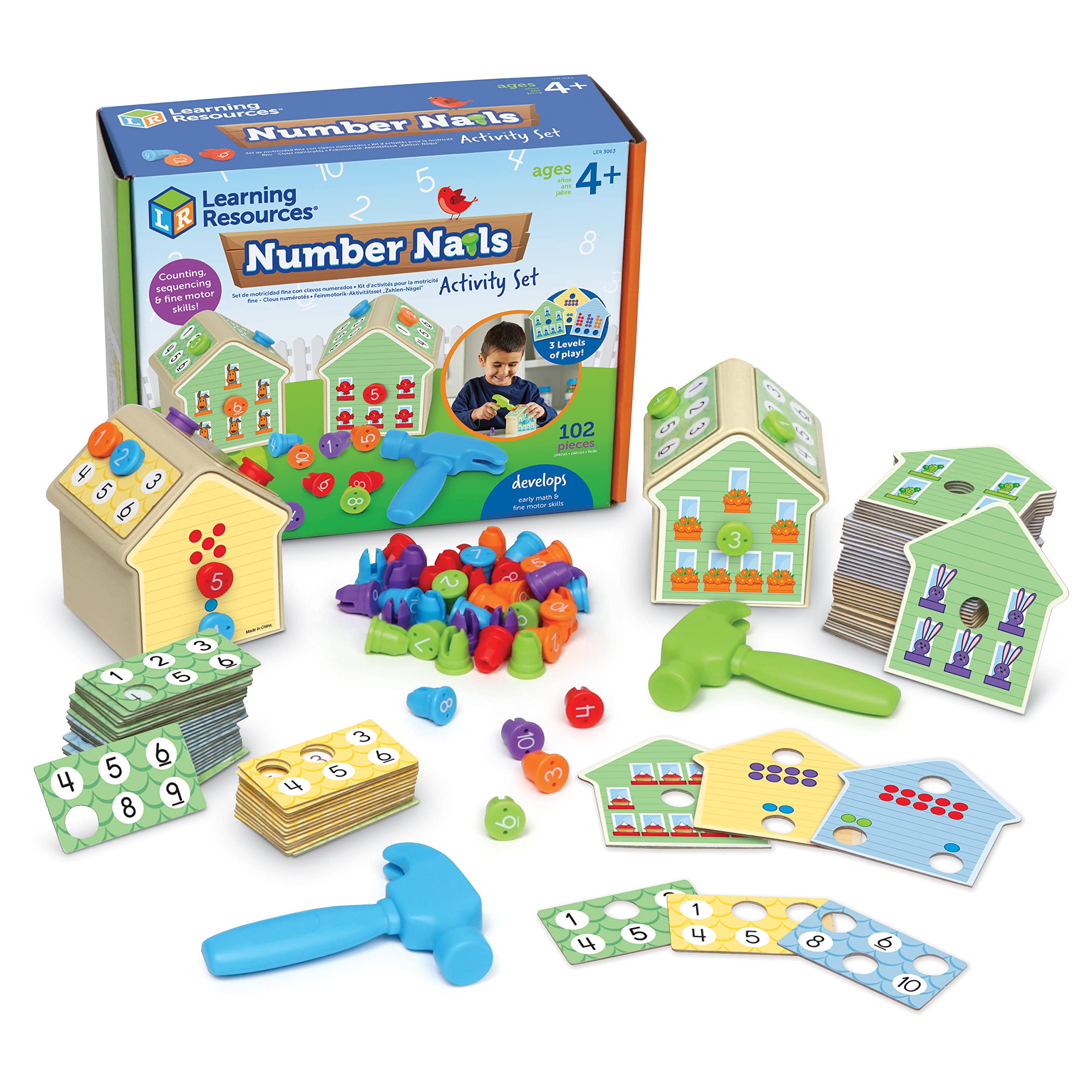 Learning Resources Number Nails Activity Set - 102 Piece Counting & Math Toy for Toddlers Ages 4+, Fine Motor Skills Games, Preschool STEM Learning Activities - Perfect for Classroom & Homeschool Use
