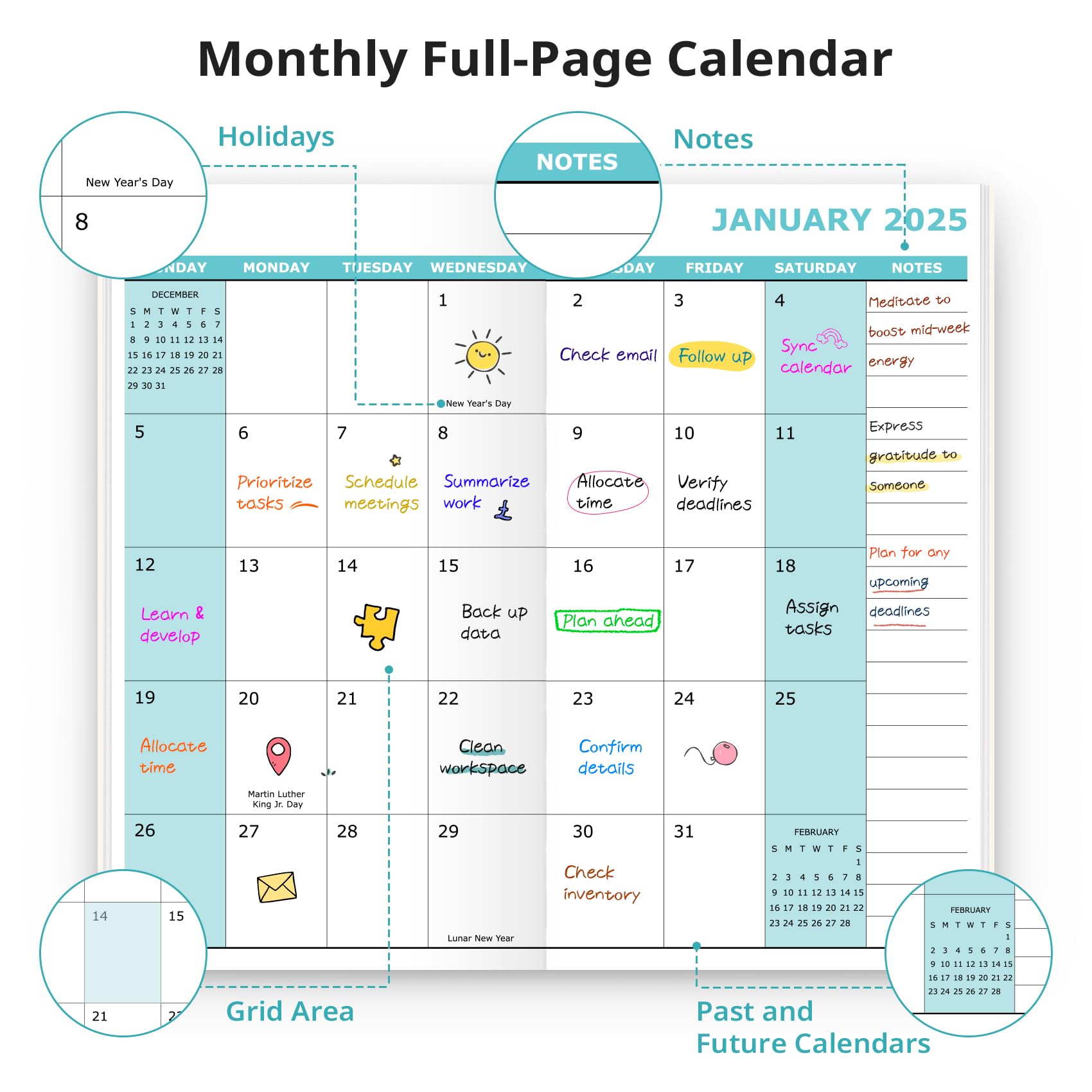 2025-2026 Mini Monthly Planner - 2 Year Pocket Calendar (Jan 2025-Dec 2026) - 6.5