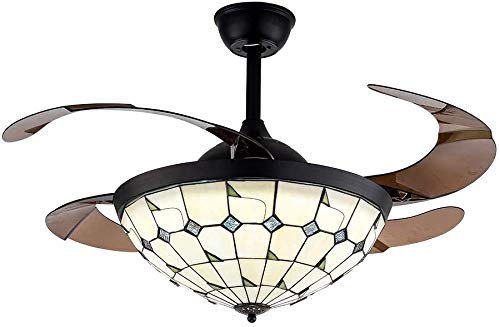 TBVECHI 42 Inch Modern Retractable Ceiling Fan with Light - 3 Color Changing Chandelier Fan for Indoor Use - Perfect for Dining Room, Restaurant, Bedroom and Living Room - Energy Efficient Cooling & Stylish Lighting Solution