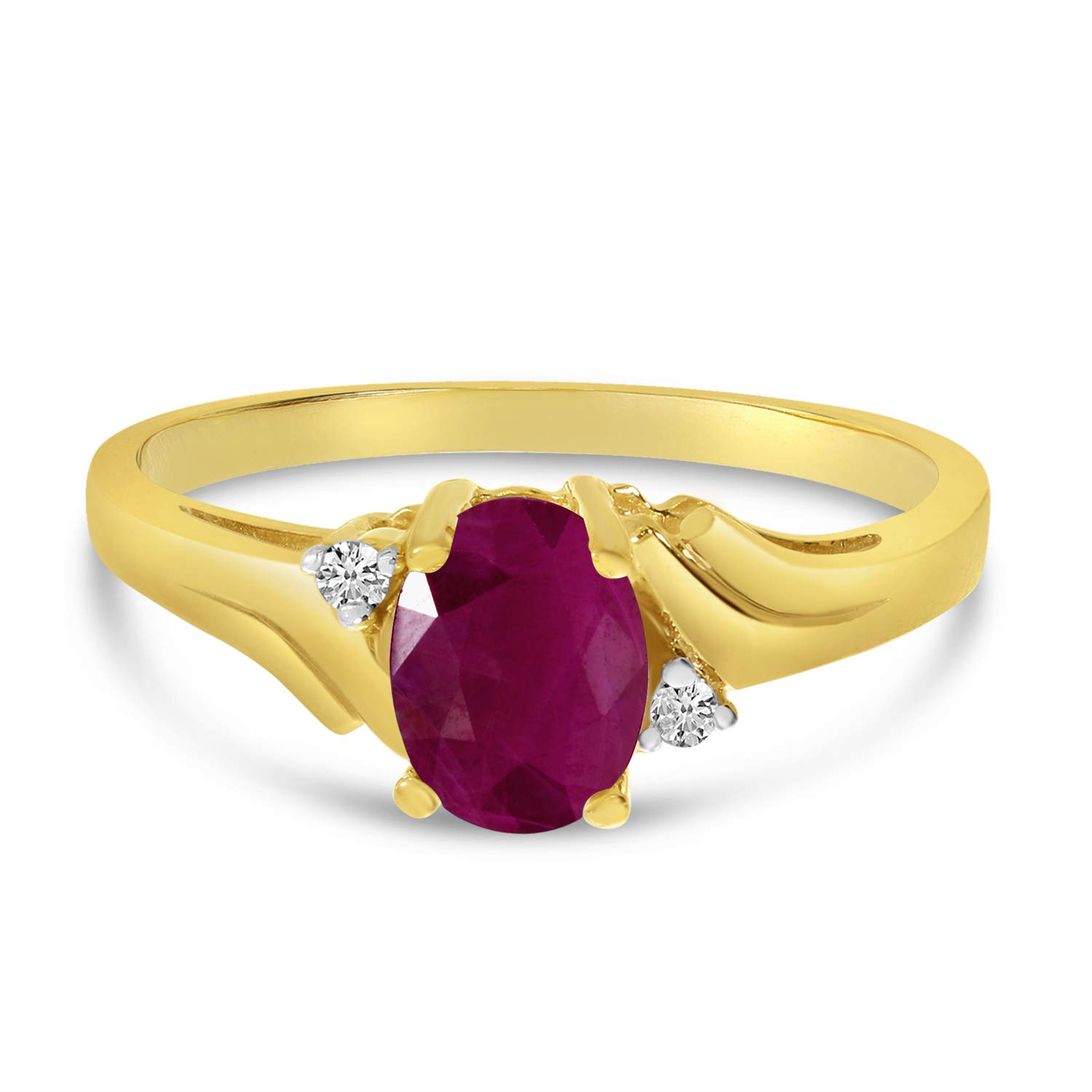 14K Yellow Gold Oval Ruby and Diamond Ring for Women - Elegant Vintage Style Engagement, Wedding, or Anniversary Jewelry Gift