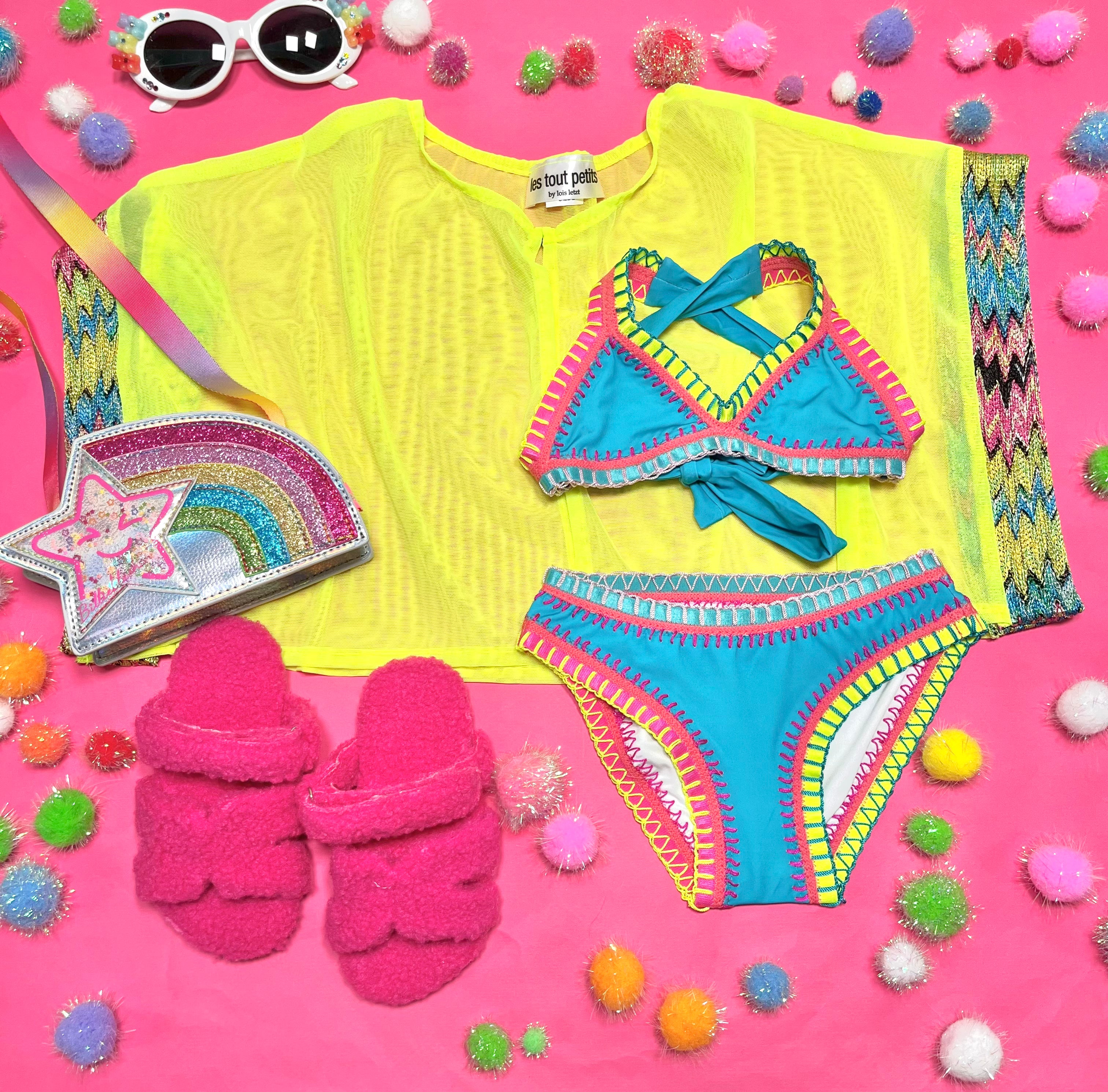 Zig Zag Crochet Neon Mesh Cover Up Top - Stylish Beachwear for Women, Perfect for Summer, Pool Parties & Boho Fashion