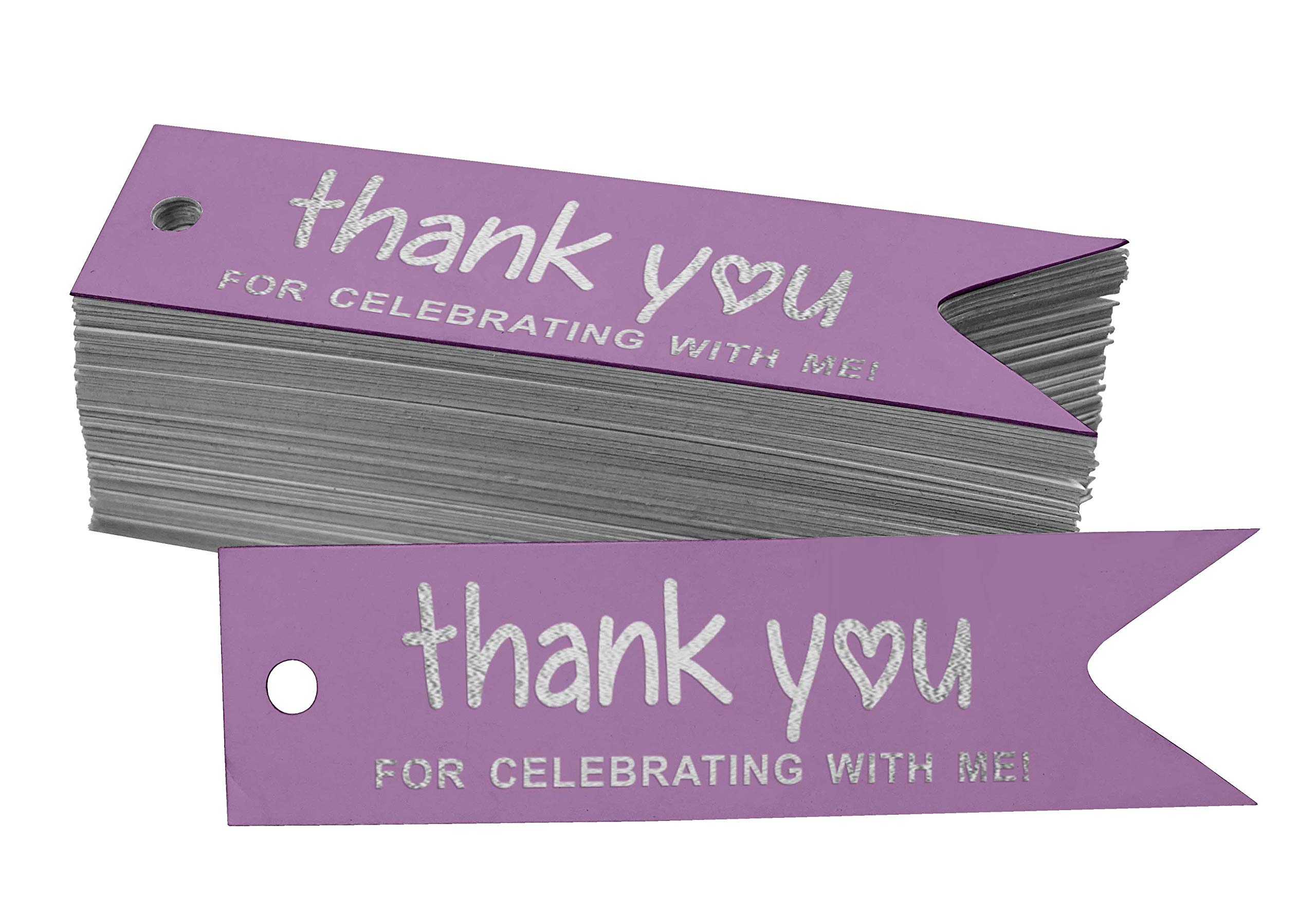 50 Pack Real Silver Foil Thank You Tags for Birthday Party Favors - Elegant Celebration Gift Tags for Wedding, Baby Shower & Special Events