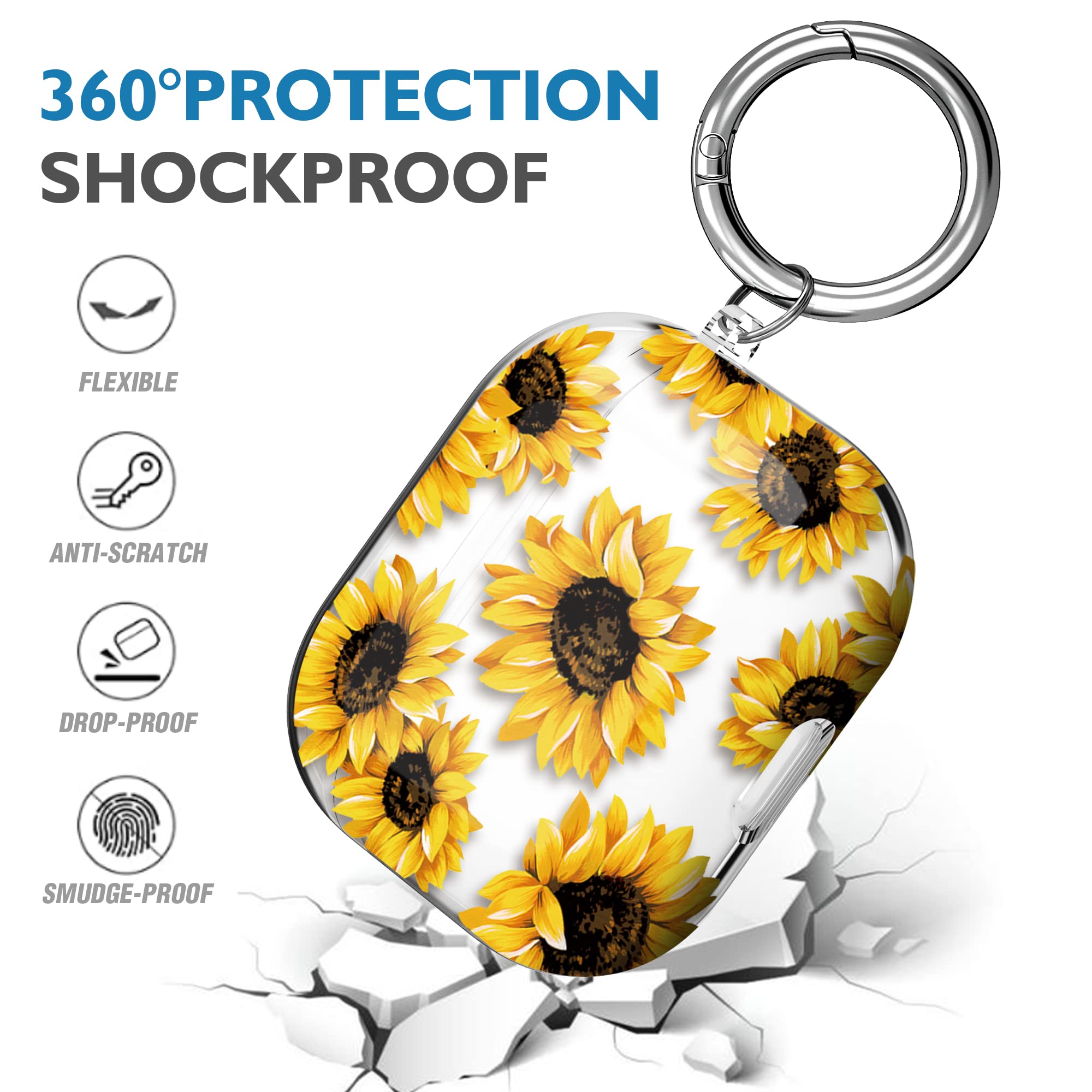 Floral AirPod 3 & Pro Case with Keychain - Soft Protective Cover for Women & Men - Perfect for Travel & Daily Use