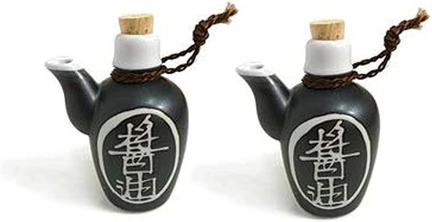 Premium Japanese Porcelain Soy Sauce Dispenser Bottle - Authentic Traditional Shoyu Pot - Handcrafted in Japan (Round Black, 12oz) - Perfect for Sushi Restaurants, Asian Cooking & Elegant Table Setting