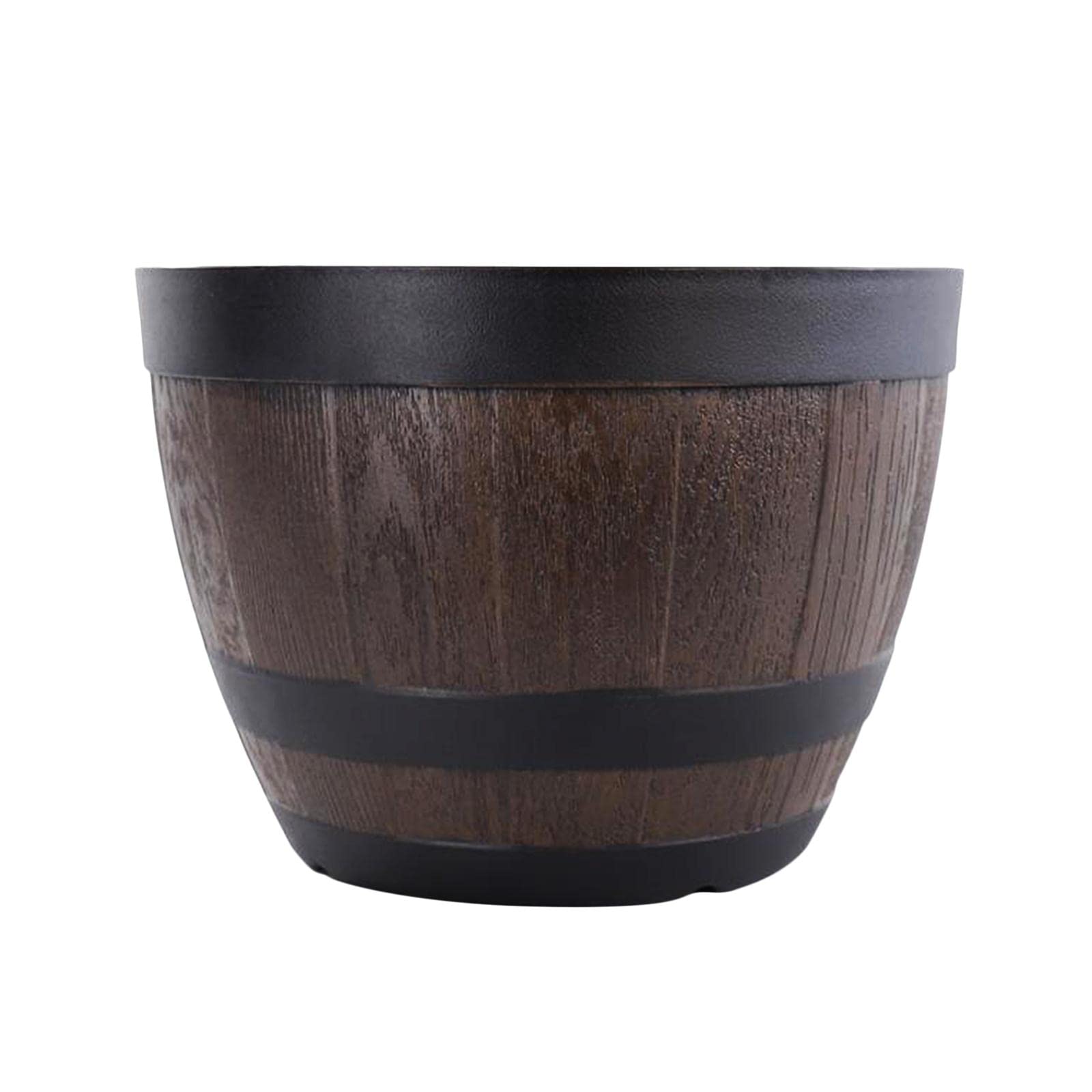 Baoblaze 13 Inch Whisky Barrel Planter - Rustic Wooden Flower Pot for Garden, Yard, Patio, Indoor & Outdoor Decor | Perfect for Succulents, Herbs, and Home Gardening