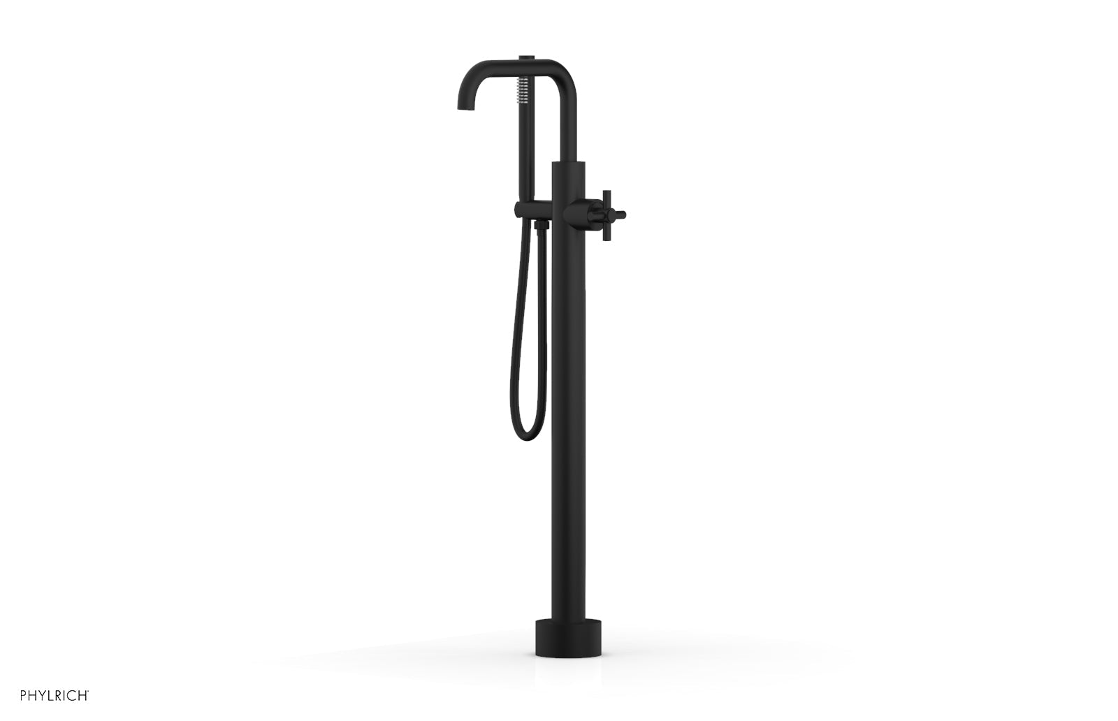 Premium Tall Floor Mount Tub Filler with Cross Handle & Hand Shower - D131 45 01 - Ideal for Modern Bathroom Renovations and Spa-Like Showers