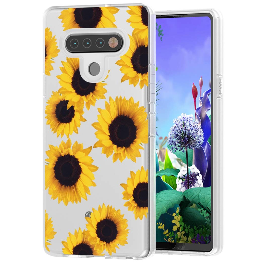 LG K51 Case, LG Reflect Case, LG Q51 Case - Clear Soft TPU Shockproof Protective Phone Cover for Women & Girls (Sunflower Design) - Perfect for Everyday Use, Work & Travel Protection