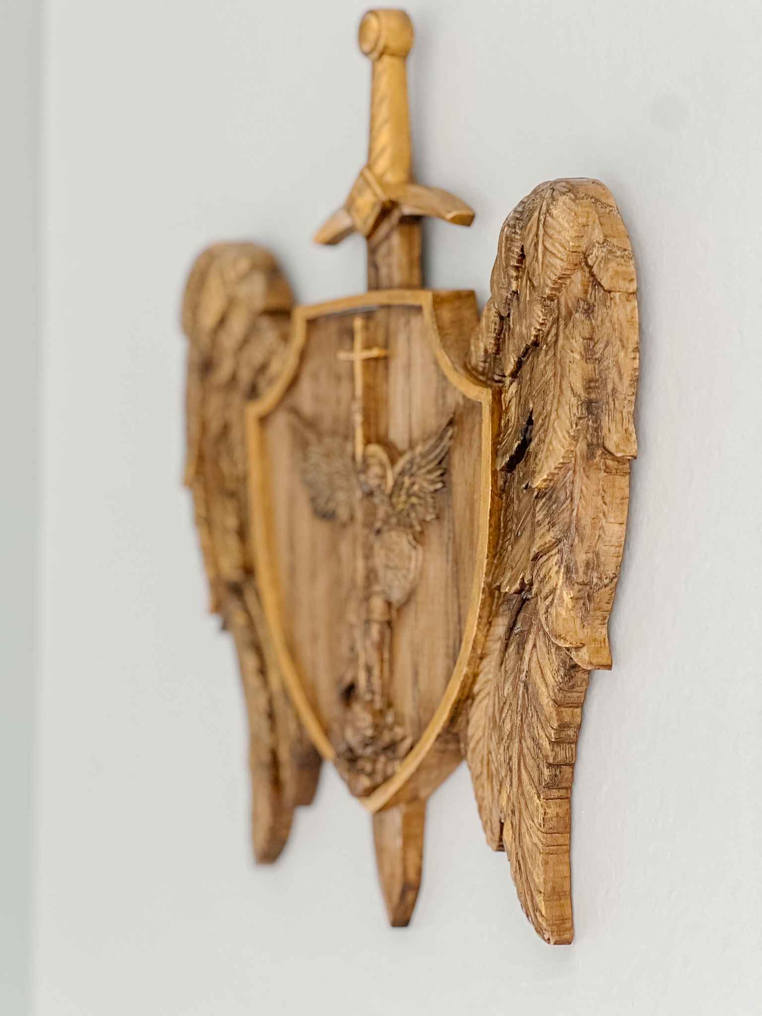St. Michael the Archangel Gold Plaque - Religious Home Decor for Wall, Prayer Room & Gift Giving