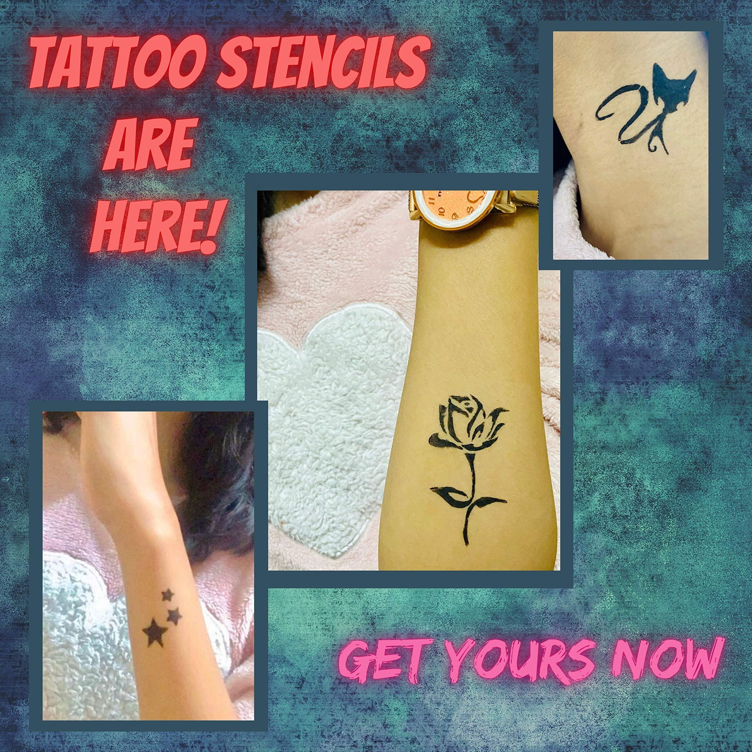 Reusable Salsa Tattoo Stencil Kit - 50+ Amazing Body Art Designs for Temporary Tattoos & Airbrush | Perfect for Boys, Girls & Party Makeup | Halloween, Cosplay & Festival Body Painting