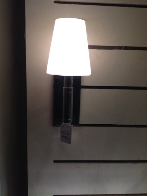 Vintage Chrome Wall Sconce with White Glass Shade - Elegant Lighting Fixture for Bedroom, Living Room & Hallway Decor