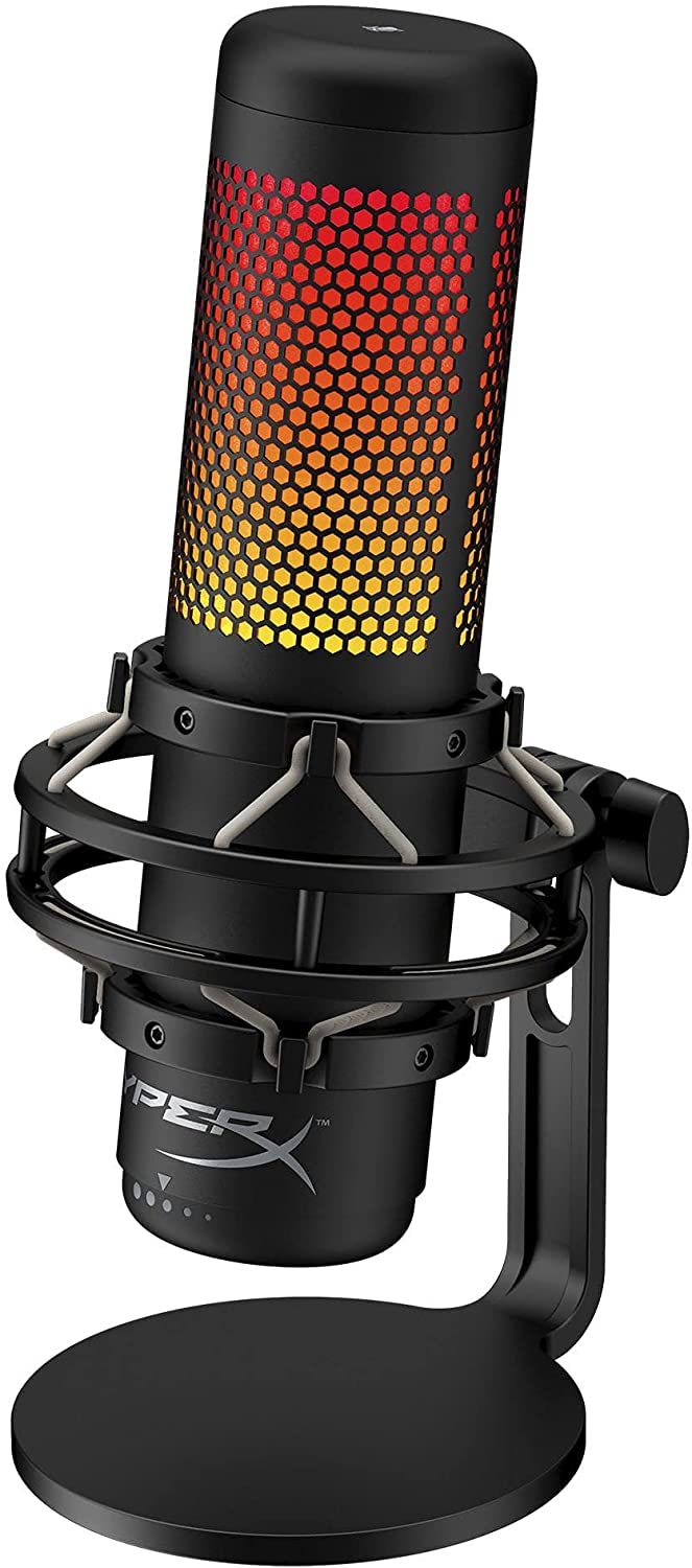 HyperX QuadCast S RGB USB Condenser Microphone for PC, PS4, PS5 & Mac - Professional Streaming Mic with Anti-Vibration Shock Mount, 4 Polar Patterns & Pop Filter - Perfect for Gaming, Podcasts & Content Creation - Includes Bonus Kwalicable Micro SD Card