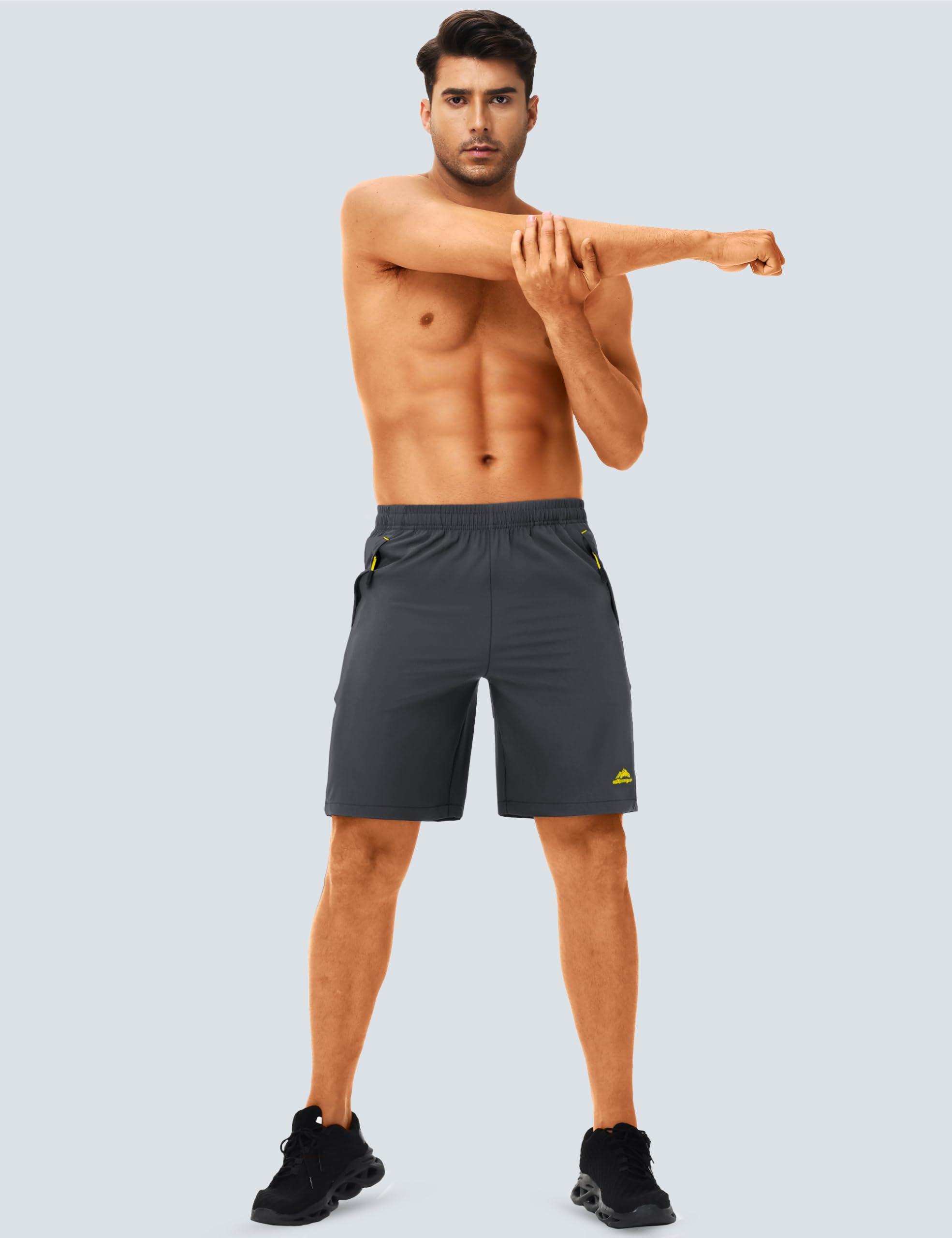 TACVASEN Men's 9-Inch Running Shorts - Quick Dry Athletic Gym Shorts with 3 Zipper Pockets | Lightweight Workout Shorts for Summer Jogging, Training & Outdoor Activities