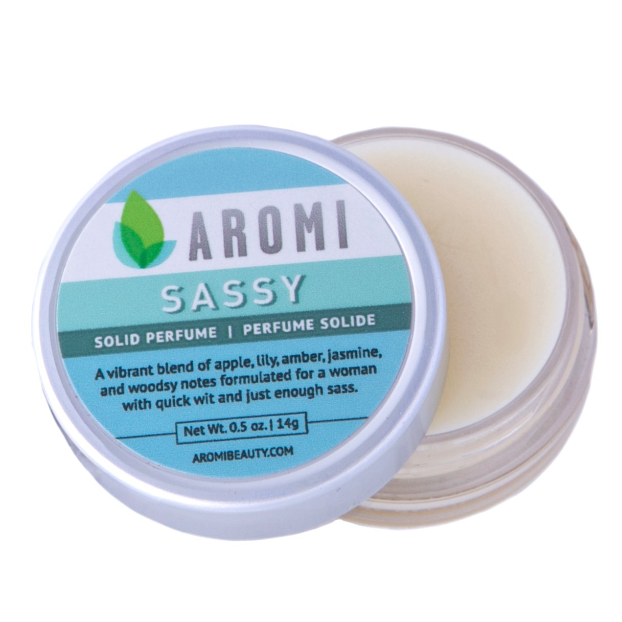 Aromi Sassy Solid Perfume - Fresh Fruity Vegan Fragrance with Apple, Jasmine & Amber Notes | Cruelty-Free, Wax-Based Travel Perfume | Perfect Gift for Women, Handmade in USA | Great for Everyday Wear, Date Nights & On-The-Go Touch Ups